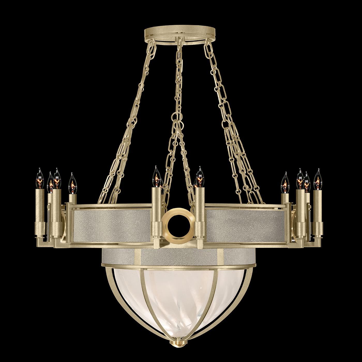Shown in Soft Gold Leaf and Brass  finish and Coco accent
