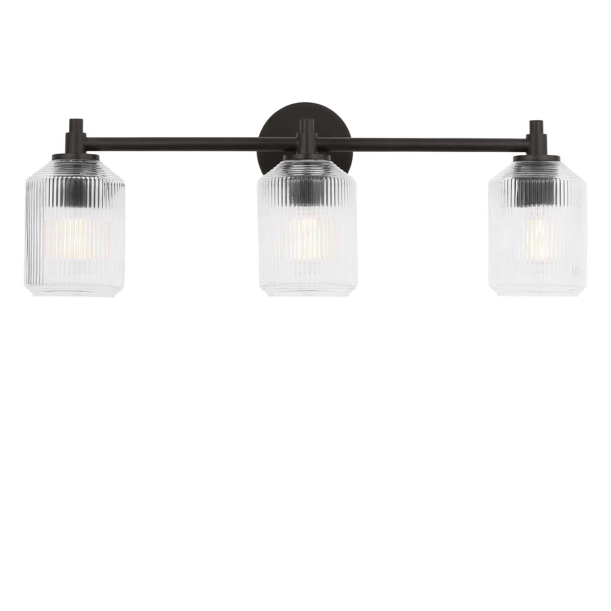 Shown in Aged Iron finish and Clear Ribbed glass