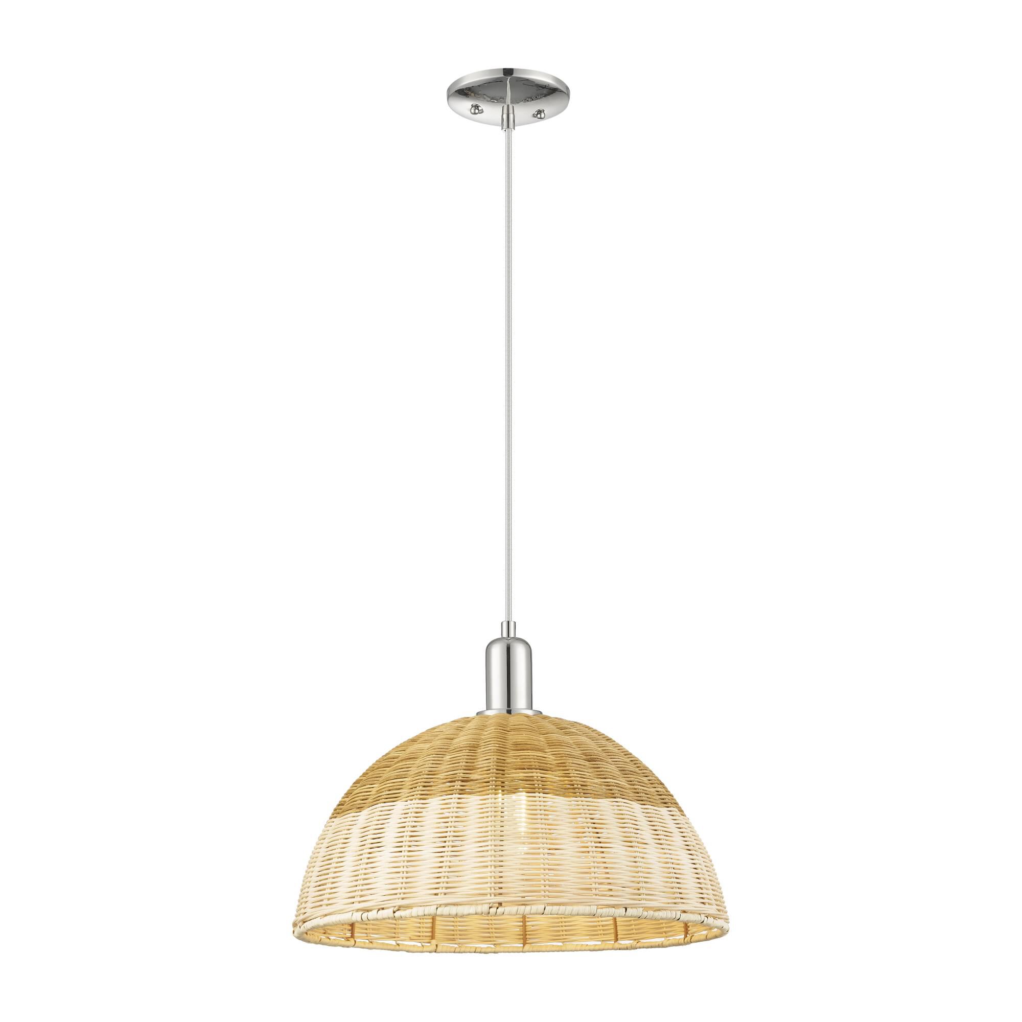 Shown in Polished Nickel finish and Natural Fiber shade