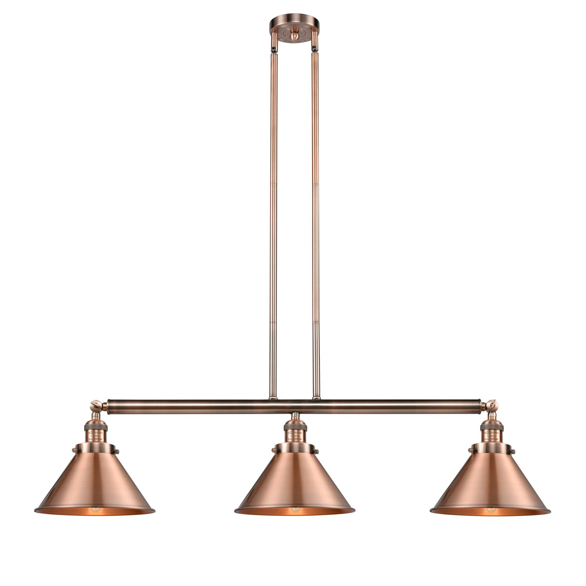 Shown in Antique Copper finish and Antique Copper Briarcliff shade