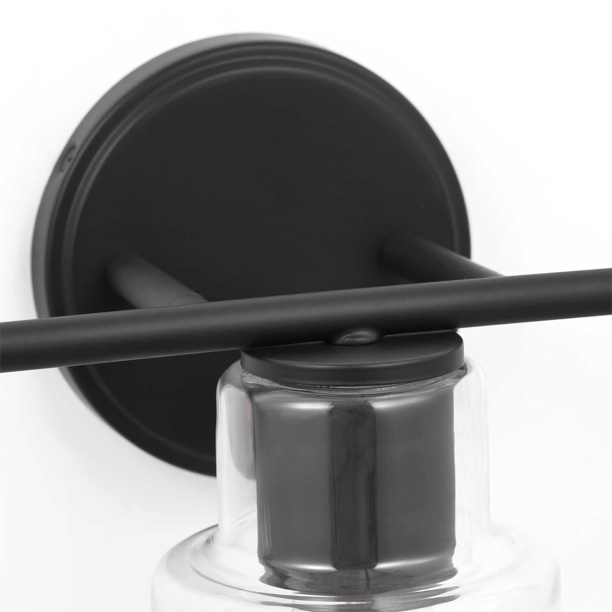 Shown in Midnight Black finish and Clear Glass s shade