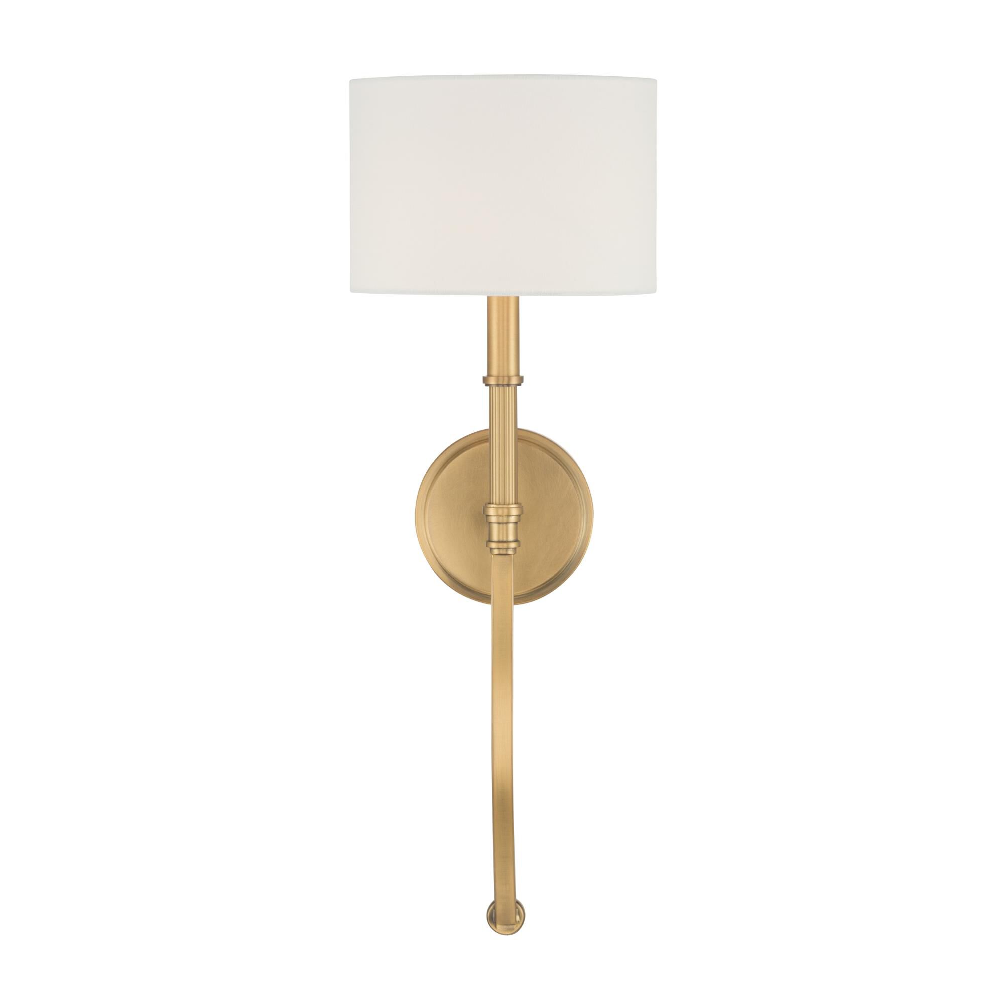 Shown in Legacy Brass finish and White shade