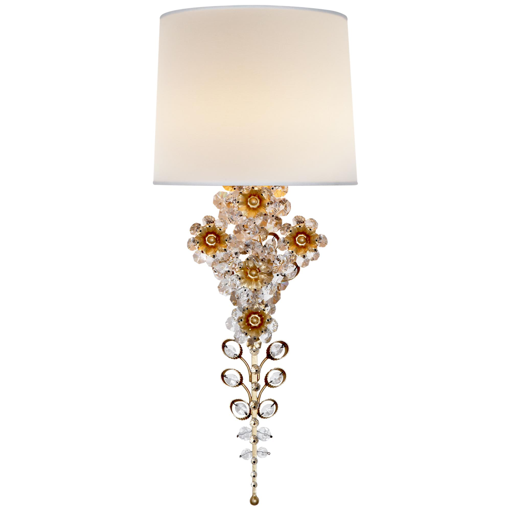 Shown in Gild finish and Rectangle Linen Shield shade