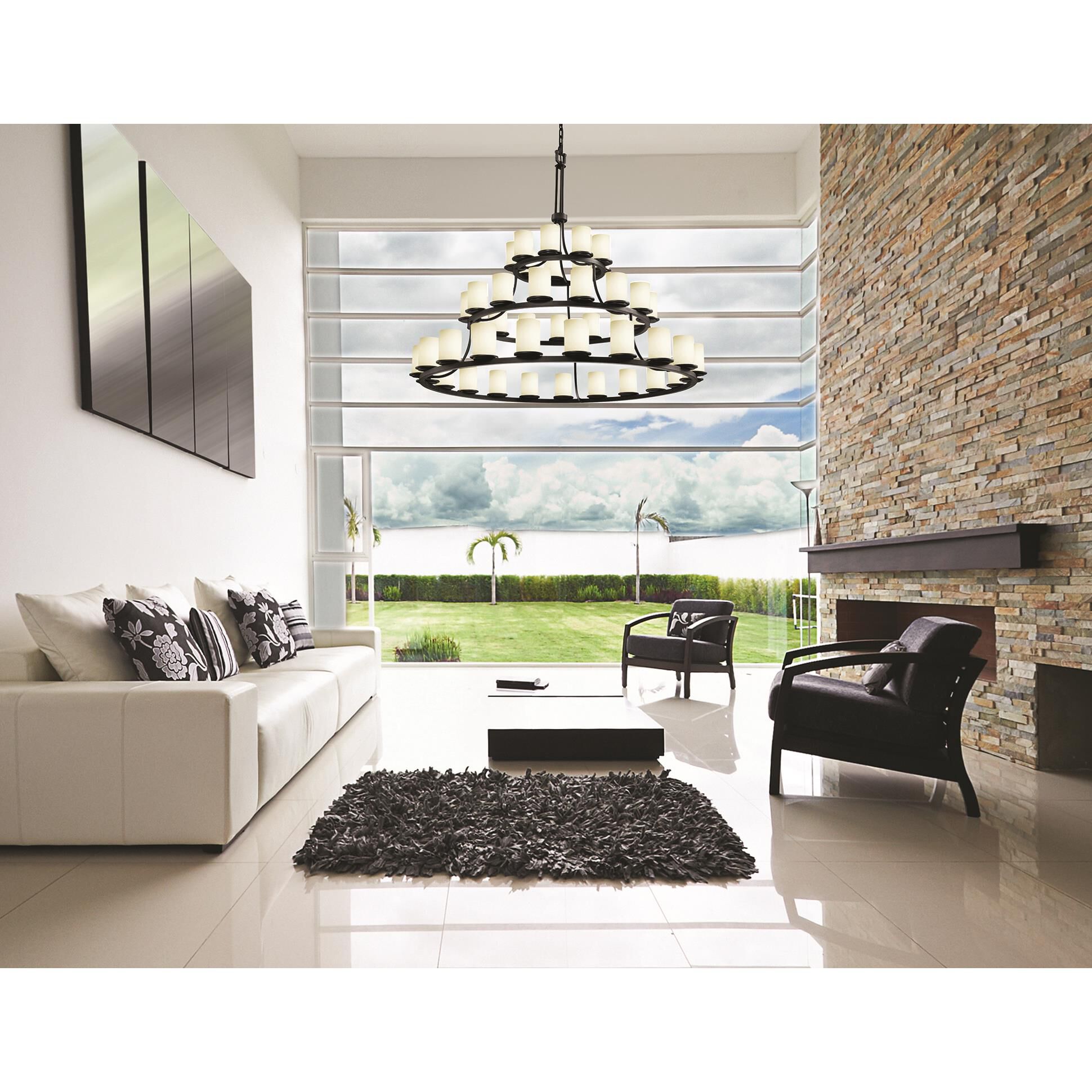 Shown in Matte Black finish and Opal Artisan glass