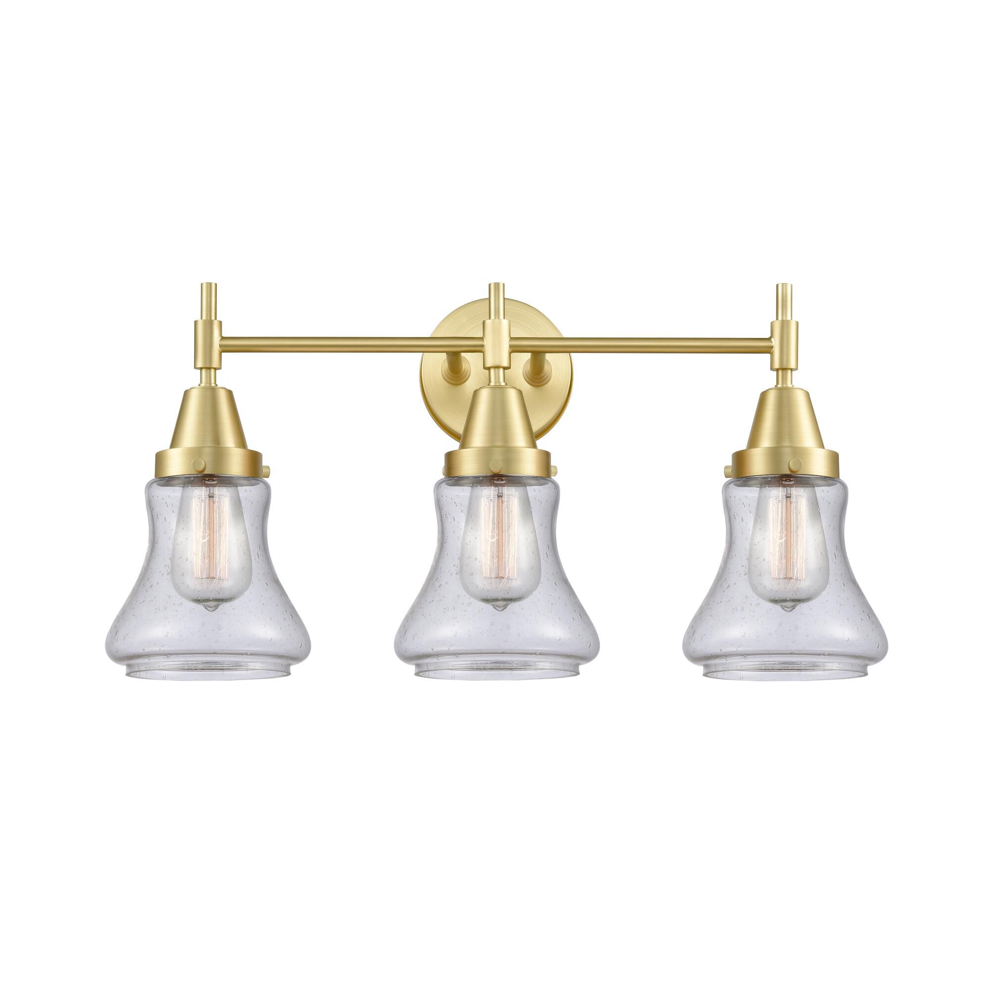 Shown in Satin Brass finish and Seedy Large Cone glass