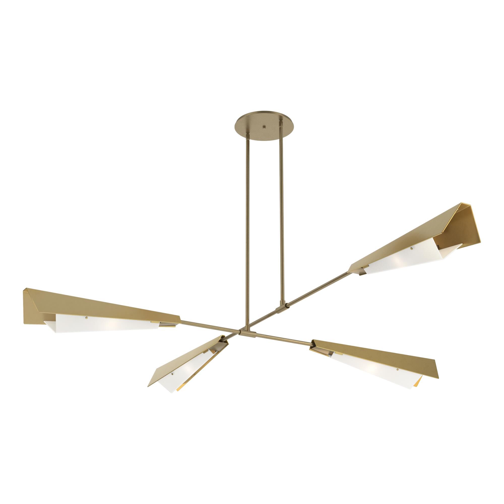 Shown in Soft Gold finish and White Art glass and Modern Brass accent