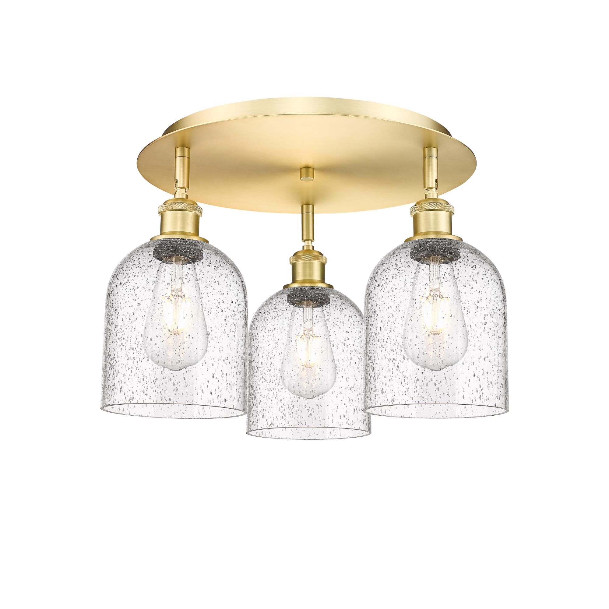 Shown in Satin Gold finish and Seedy glass