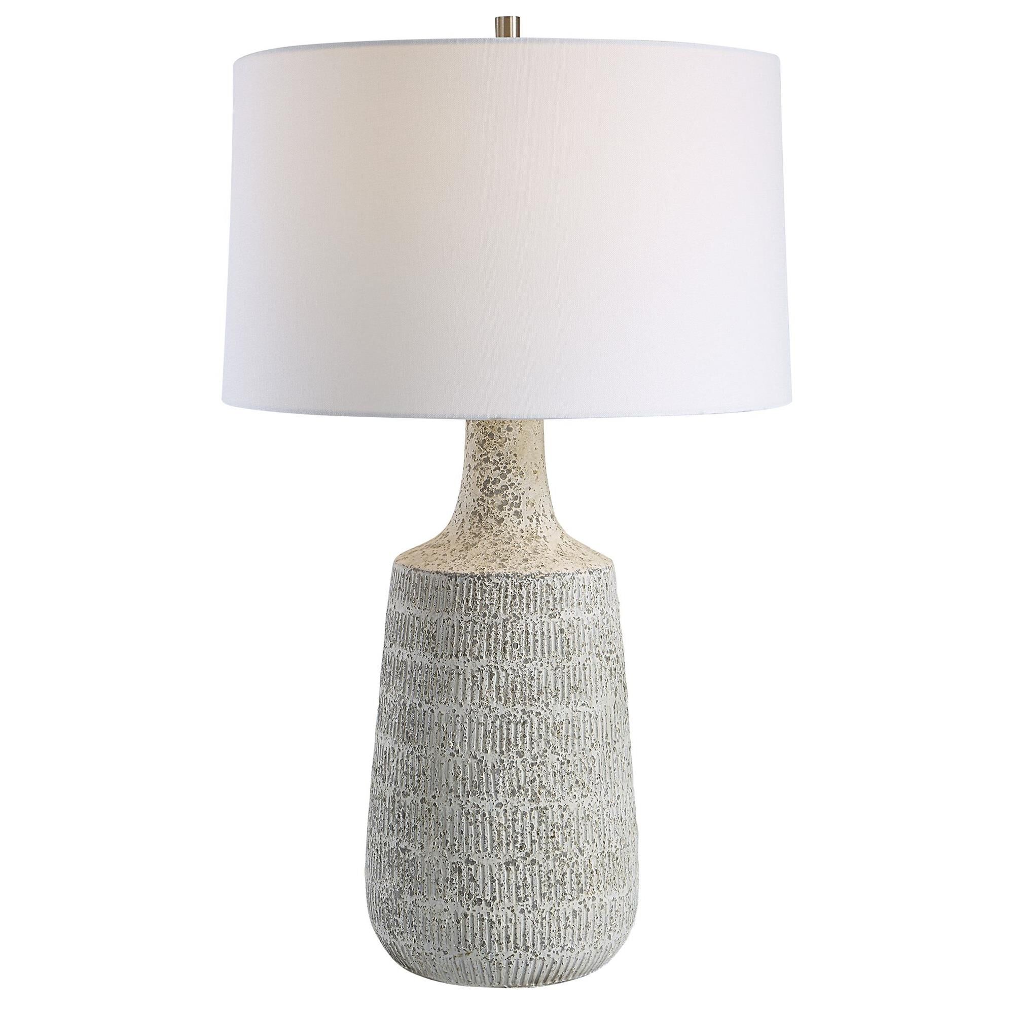 Shown in White finish and Round Hardback shade