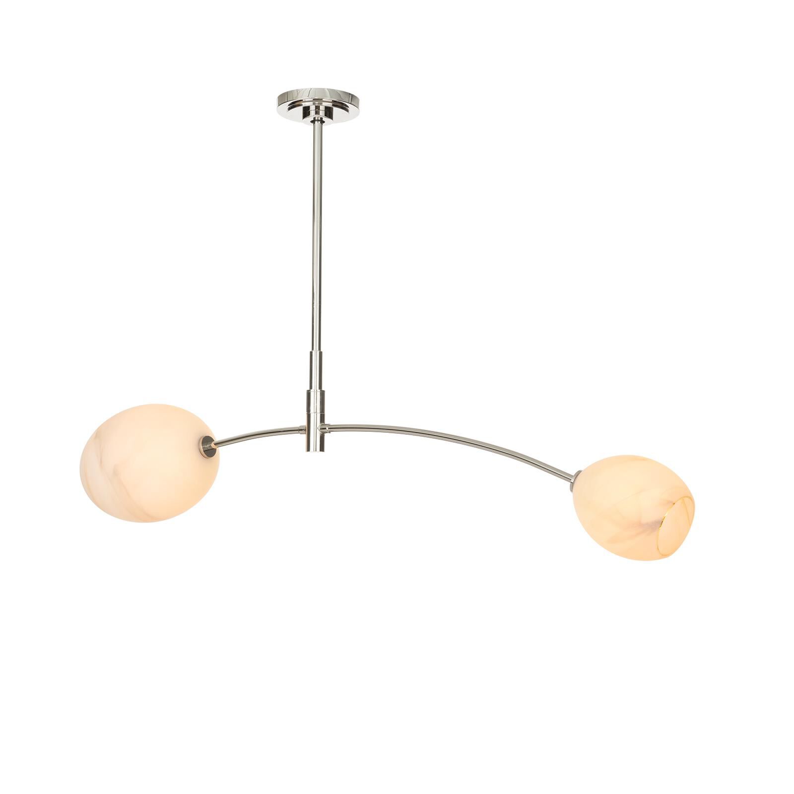 Shown in Polished Nickel finish and Glass shade