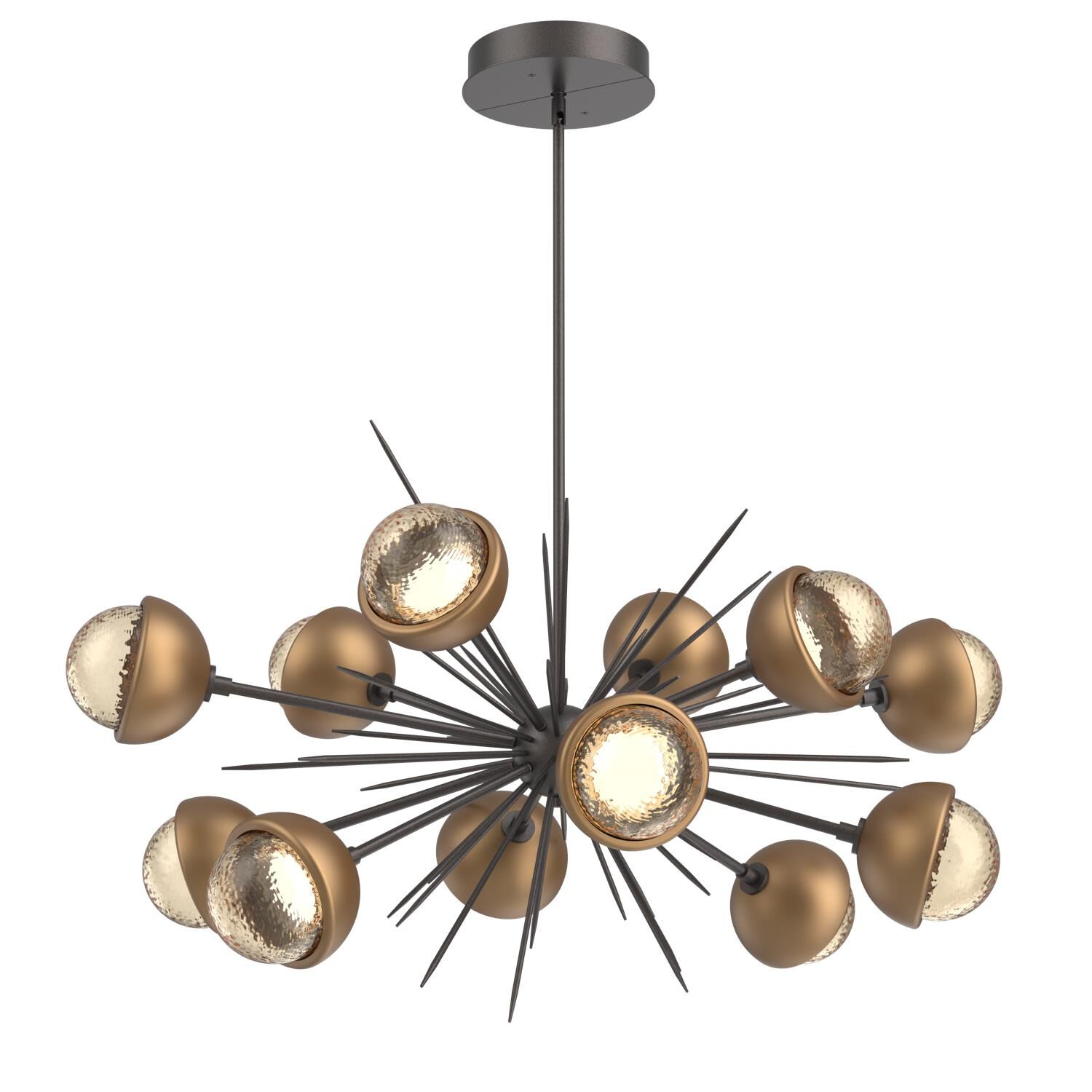 Shown in Graphite finish and Amber glass and Novel Brass accent