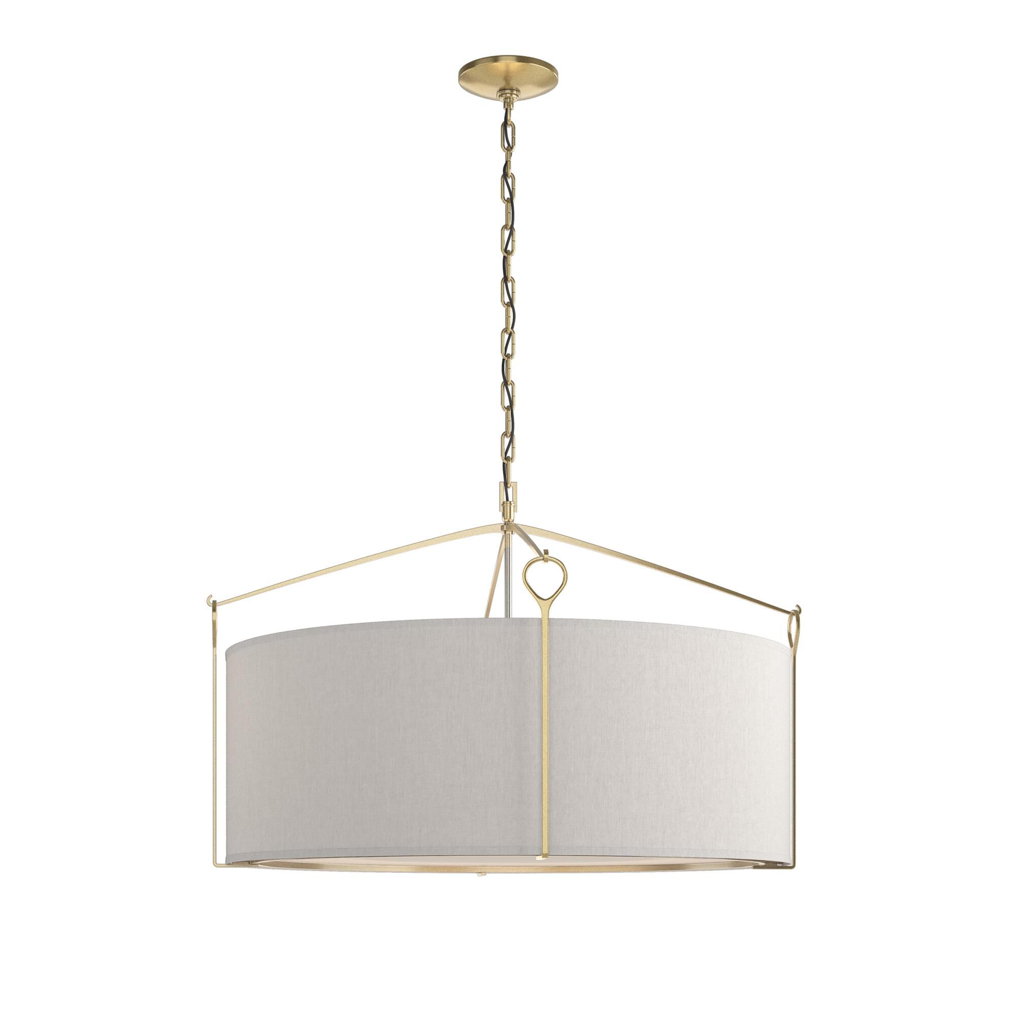 Shown in Modern Brass finish and Flax shade