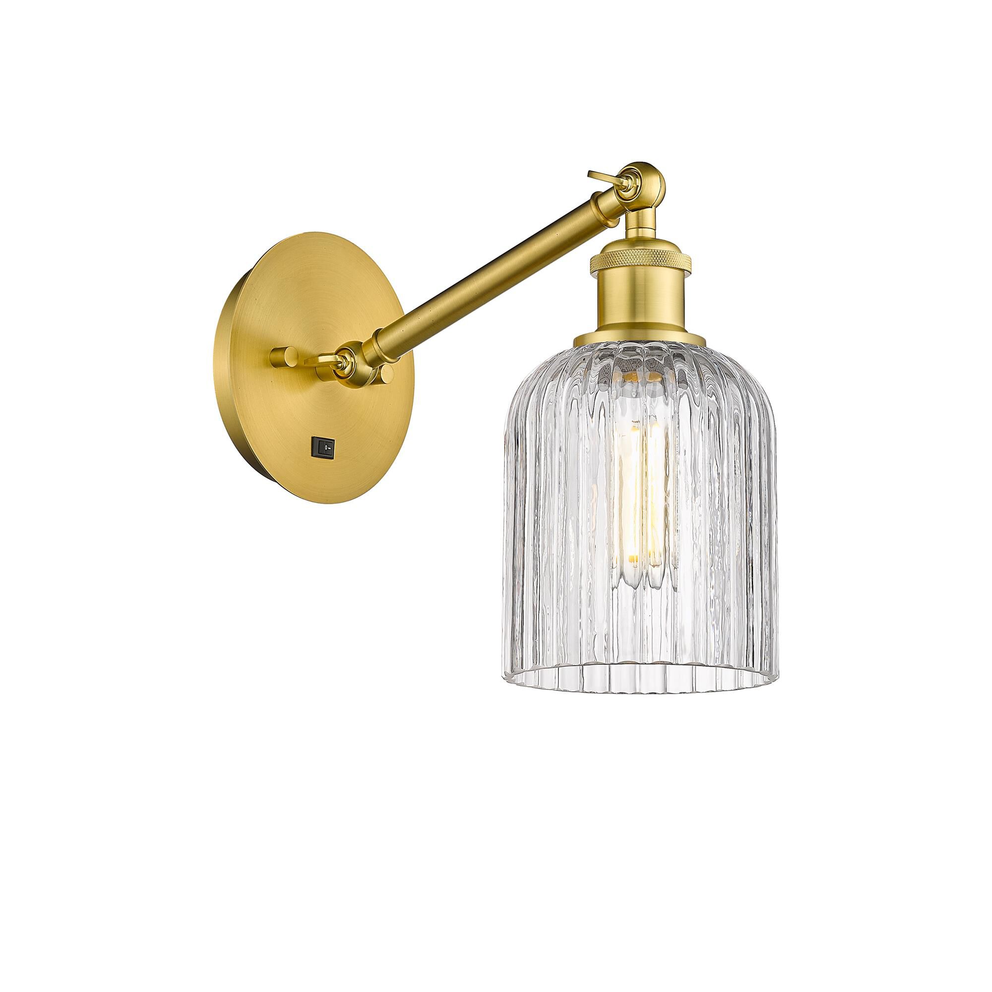 Shown in Satin Gold finish and Clear glass