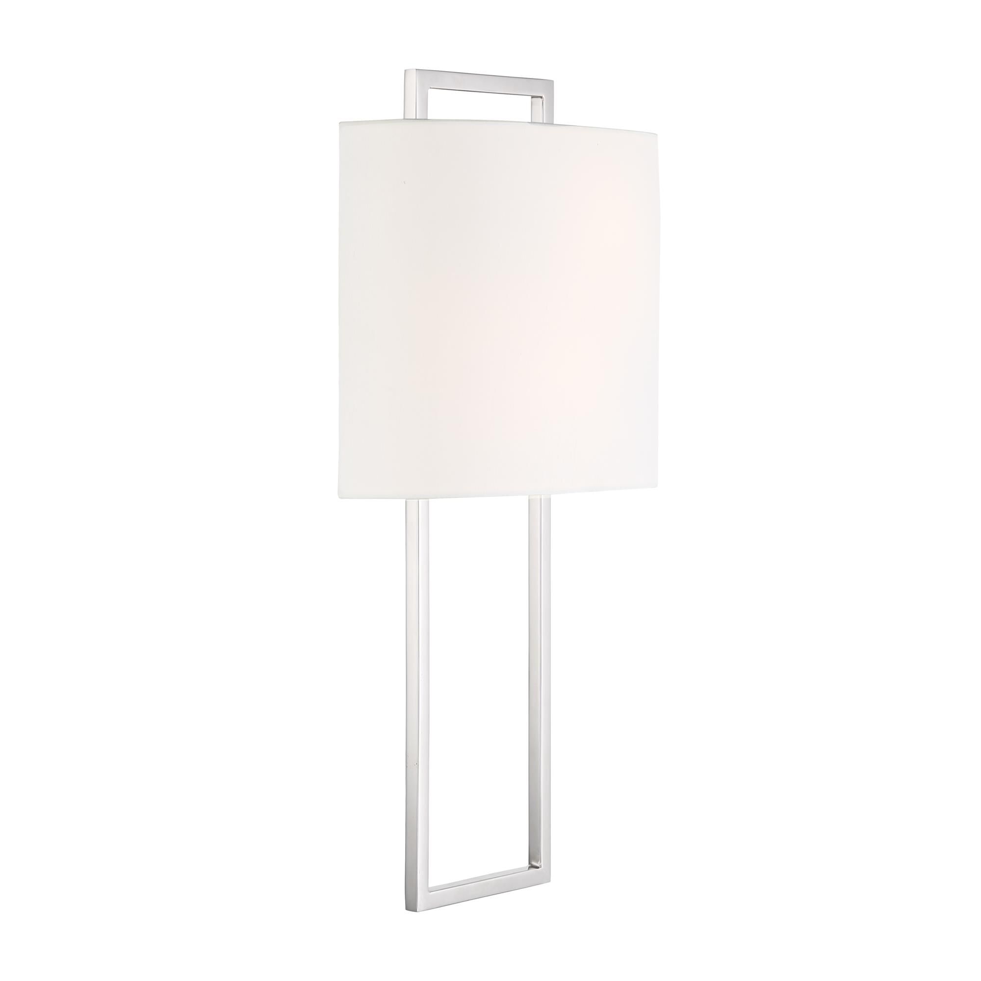 Shown in Polished Nickel finish and Fabric glass and White shade