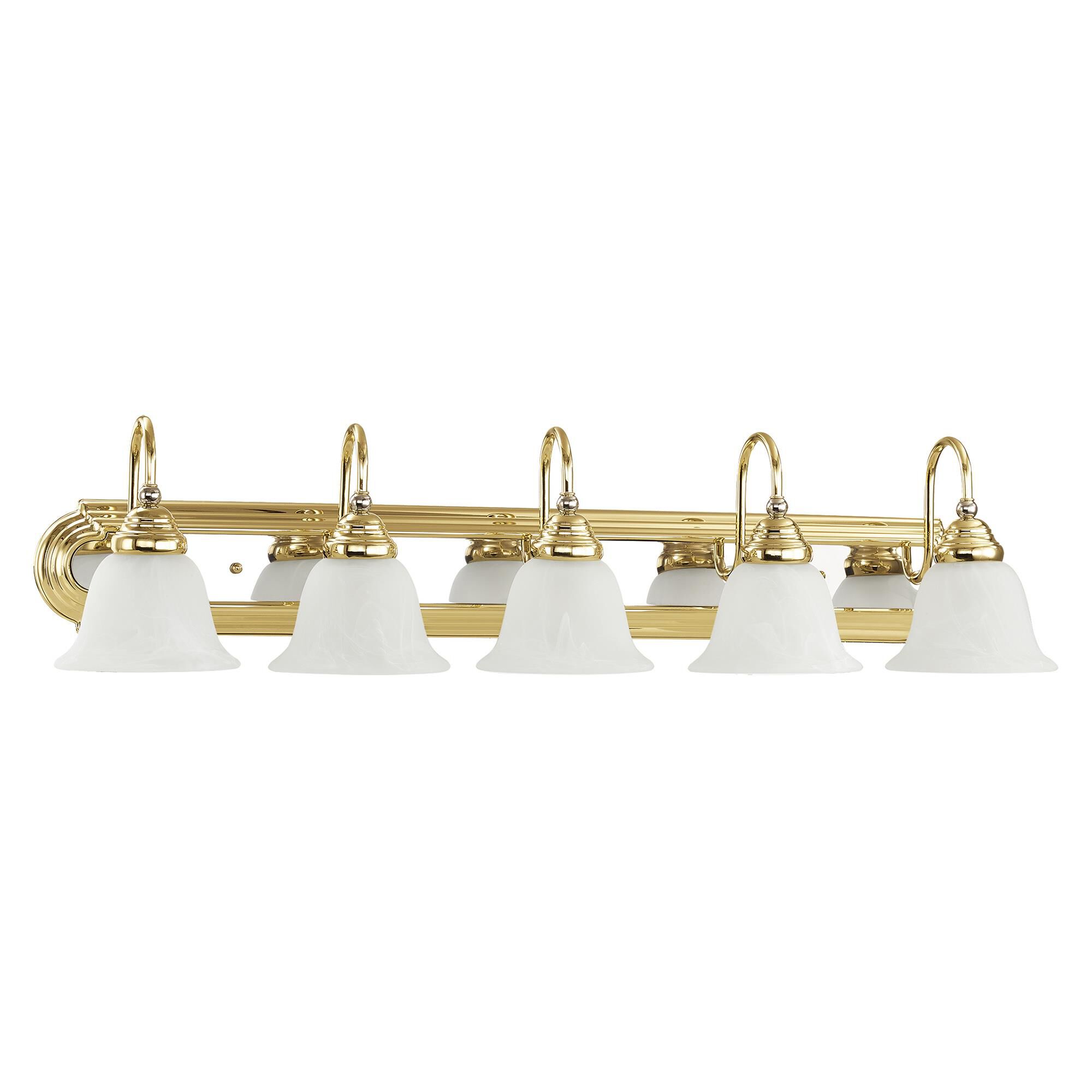 Shown in Polished Brass-Chrome finish and White Alabaster glass