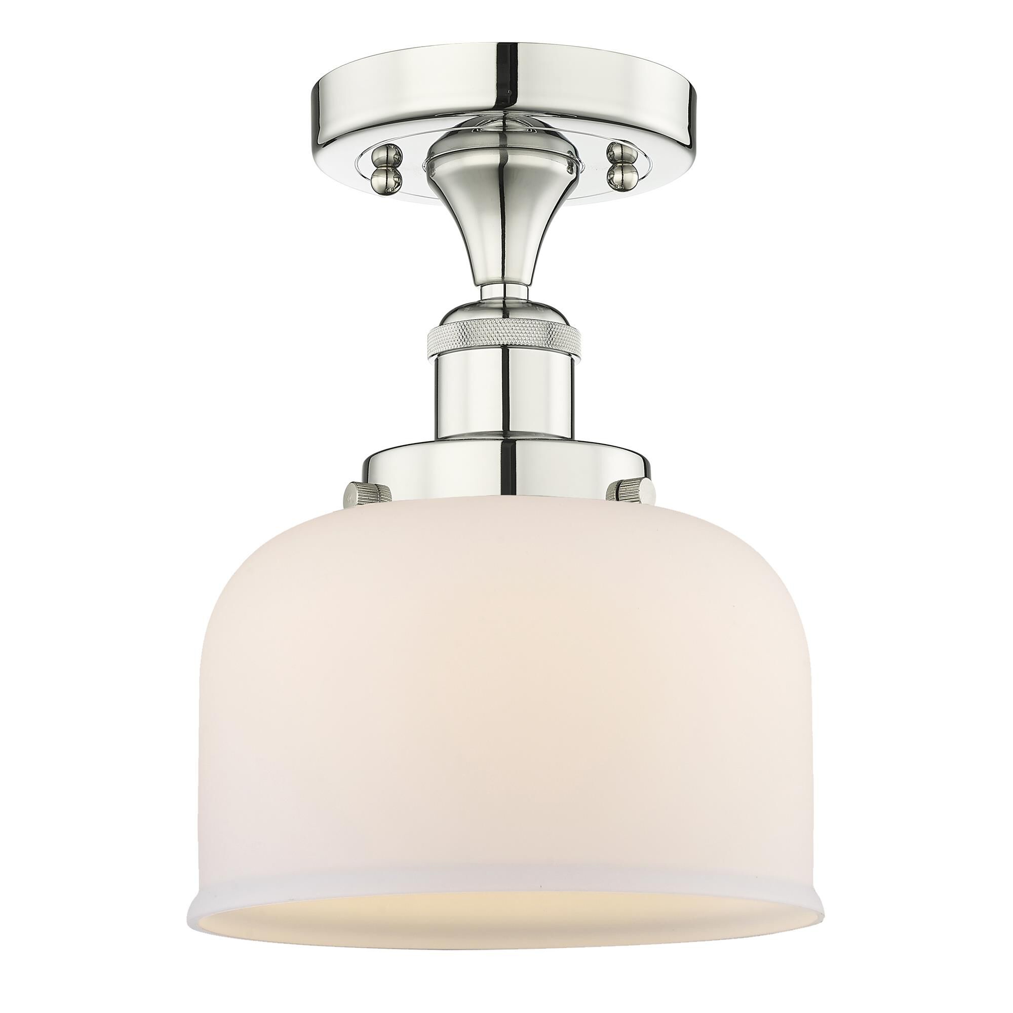 Shown in Polished Nickel finish and Matte White glass