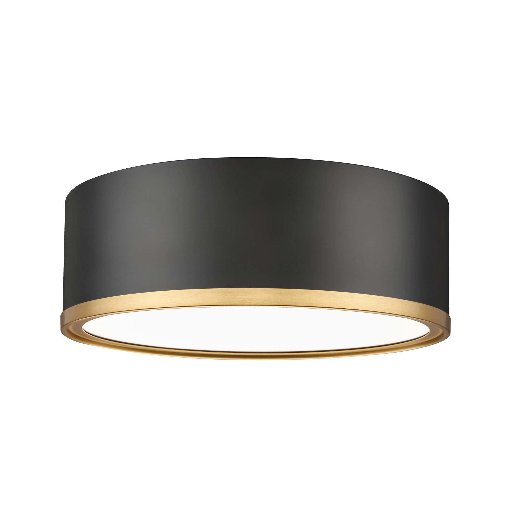 Shown in Matte Black + Modern Gold finish and Frosted glass and Frosted shade
