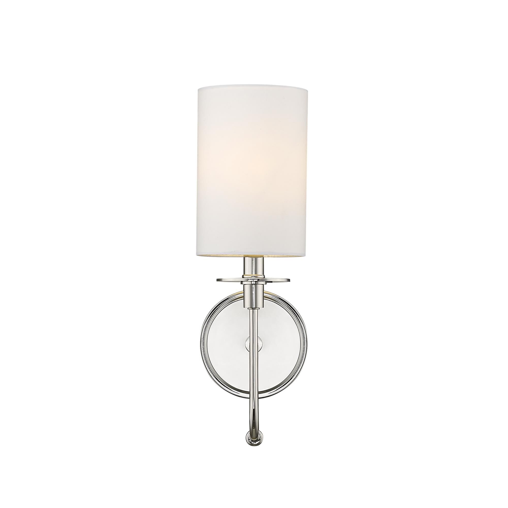 Shown in Polished Nickel finish and Fabric glass and Fabric shade