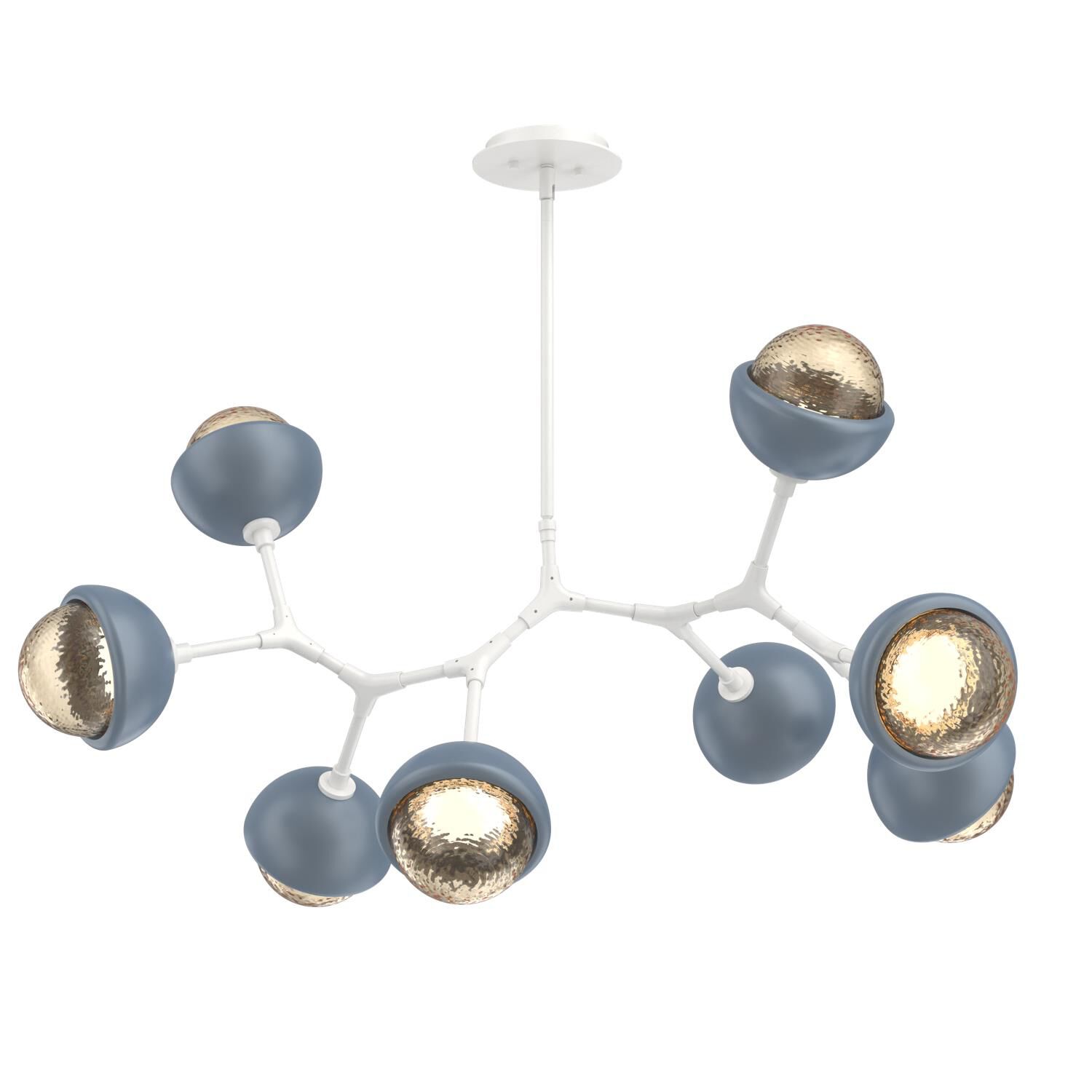 Shown in Salt White finish and Amber glass and Poppy Blue accent