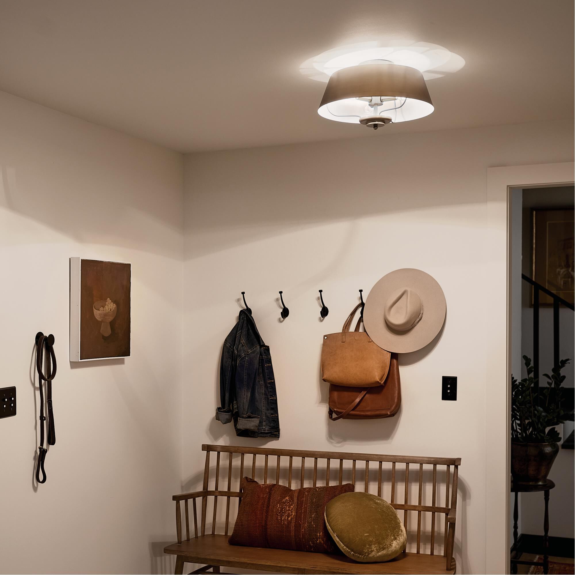 Shown in Brushed Natural Brass finish and Metal shade