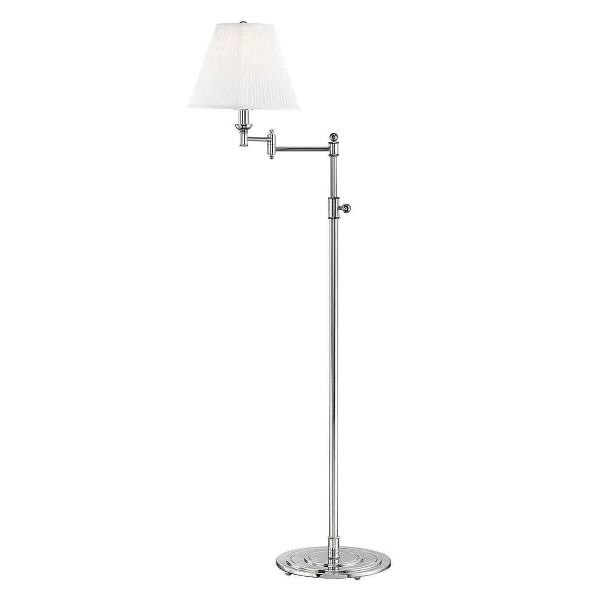 Shown in Polished Nickel finish and Off White Silk shade