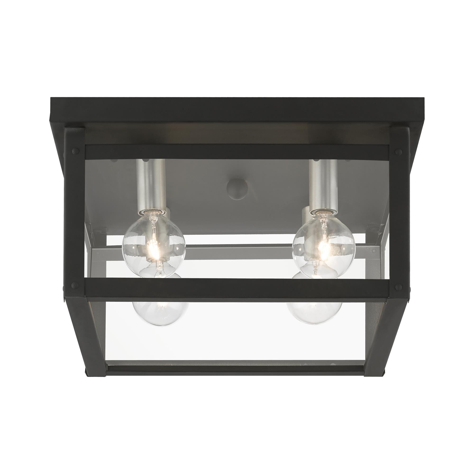 Shown in Black with Brushed Nickel Finish Candles finish and Clear glass