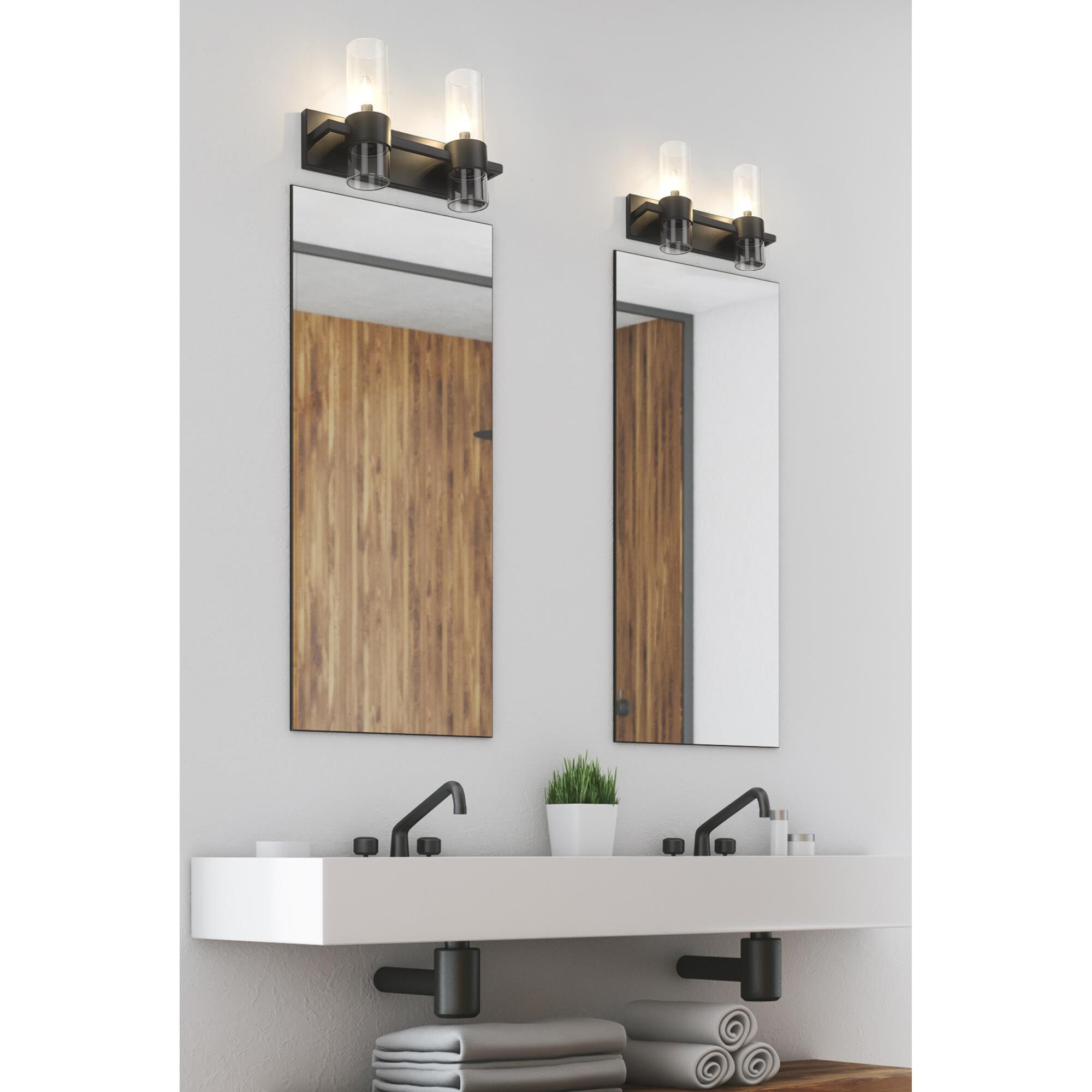 Shown in Matte Black finish and Clear glass and Clear shade