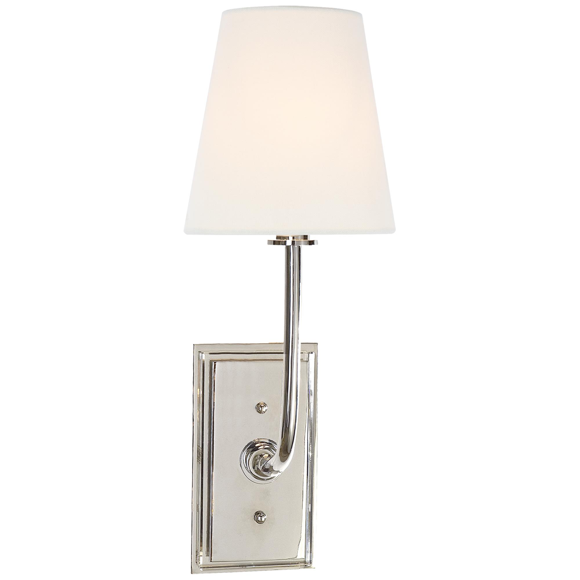 Shown in Polished Nickel finish and Linen shade