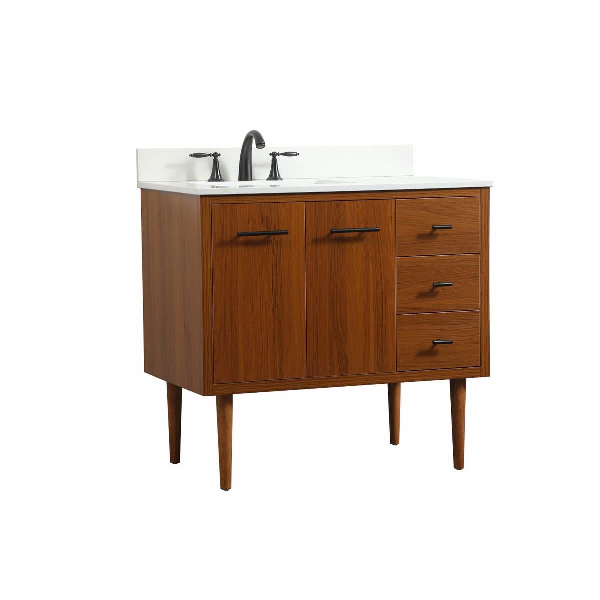 Shown in Teak finish and Backsplash accent