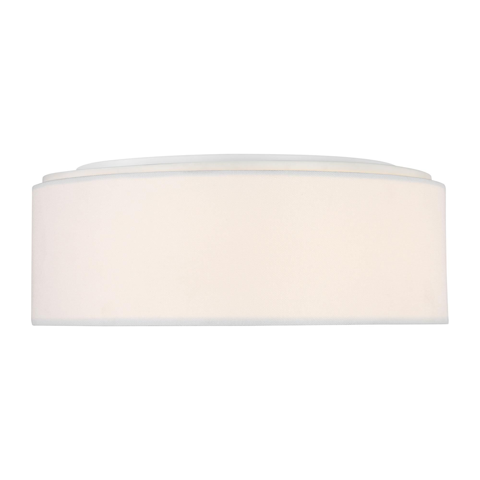 Shown in Matte White finish and White Linen Fabric shade