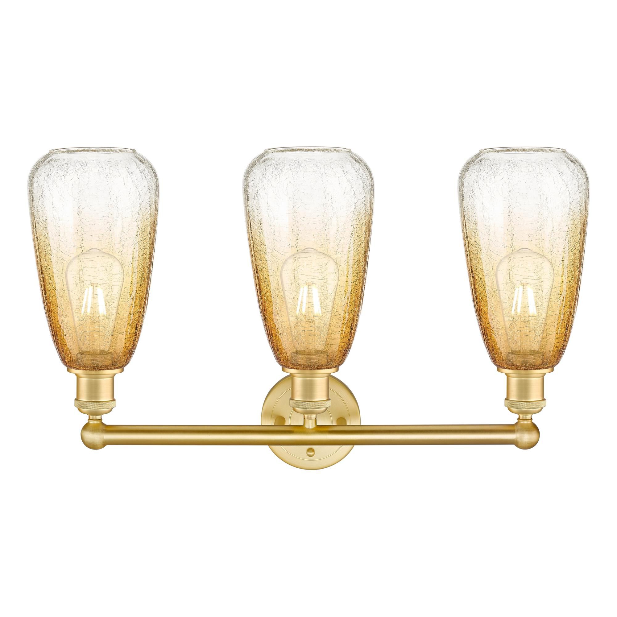 Shown in Satin Gold finish and Amber glass