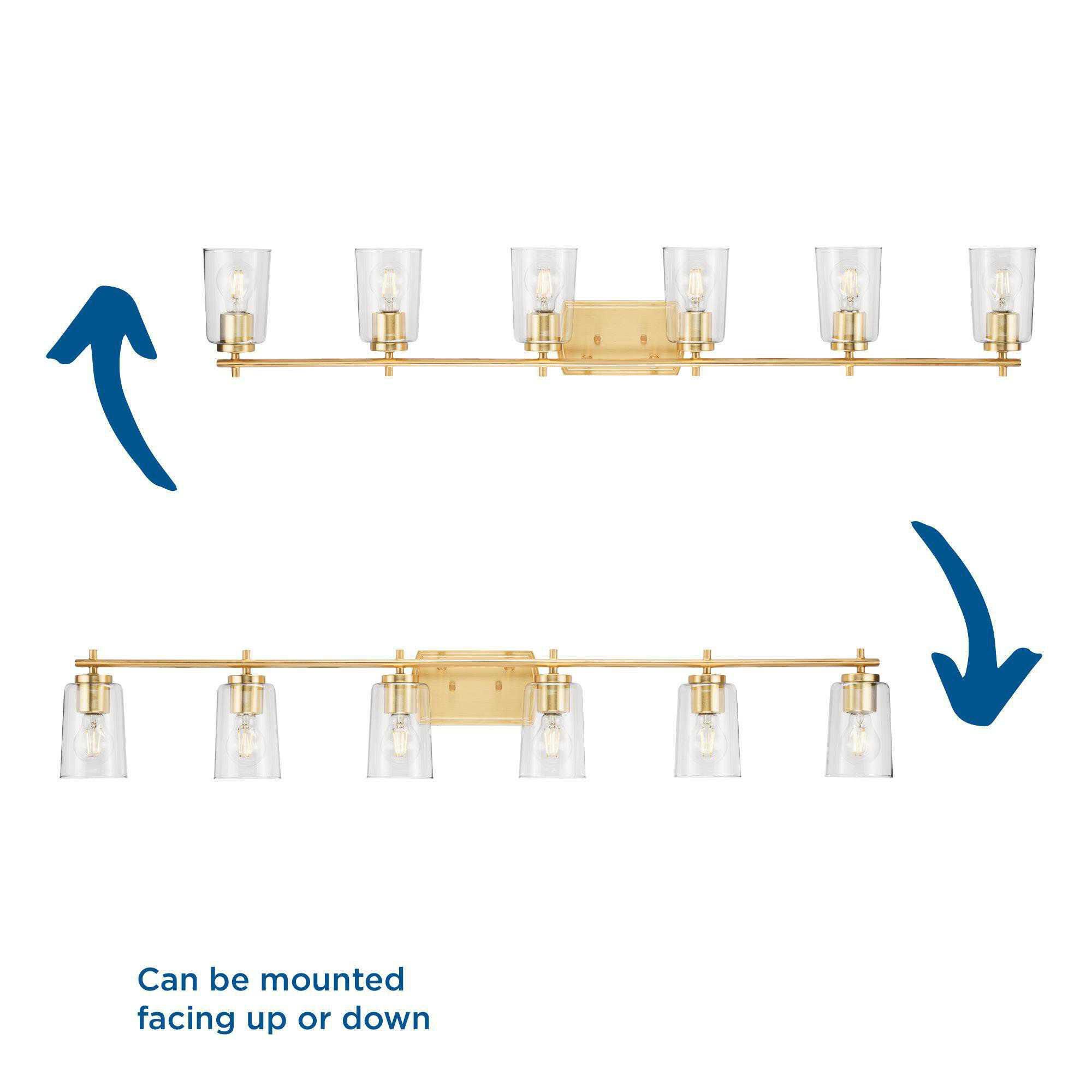 Shown in Satin Brass finish and Clear glass