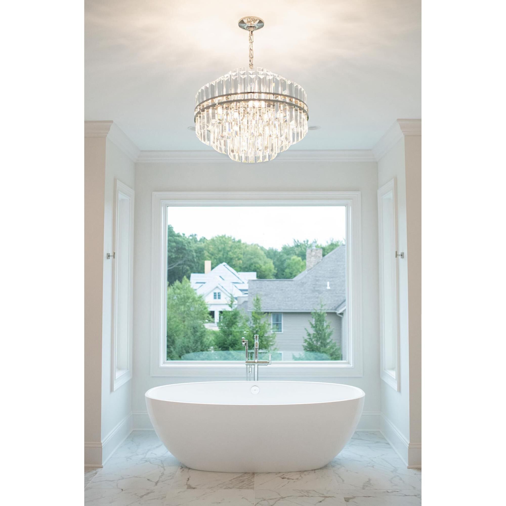 Shown in Aged Brass finish and Faceted crystal