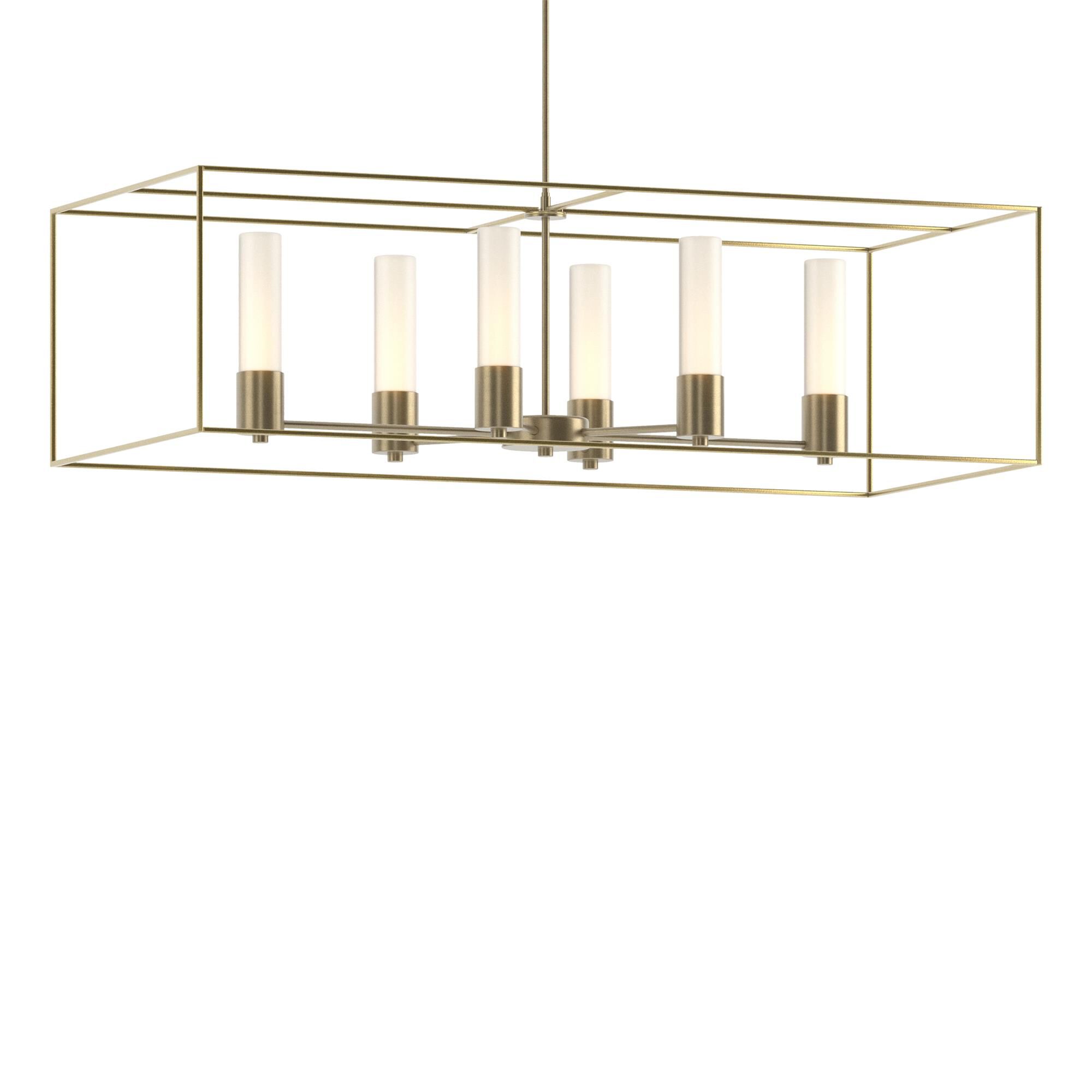 Shown in Soft Gold finish and Opal glass and Modern Brass accent