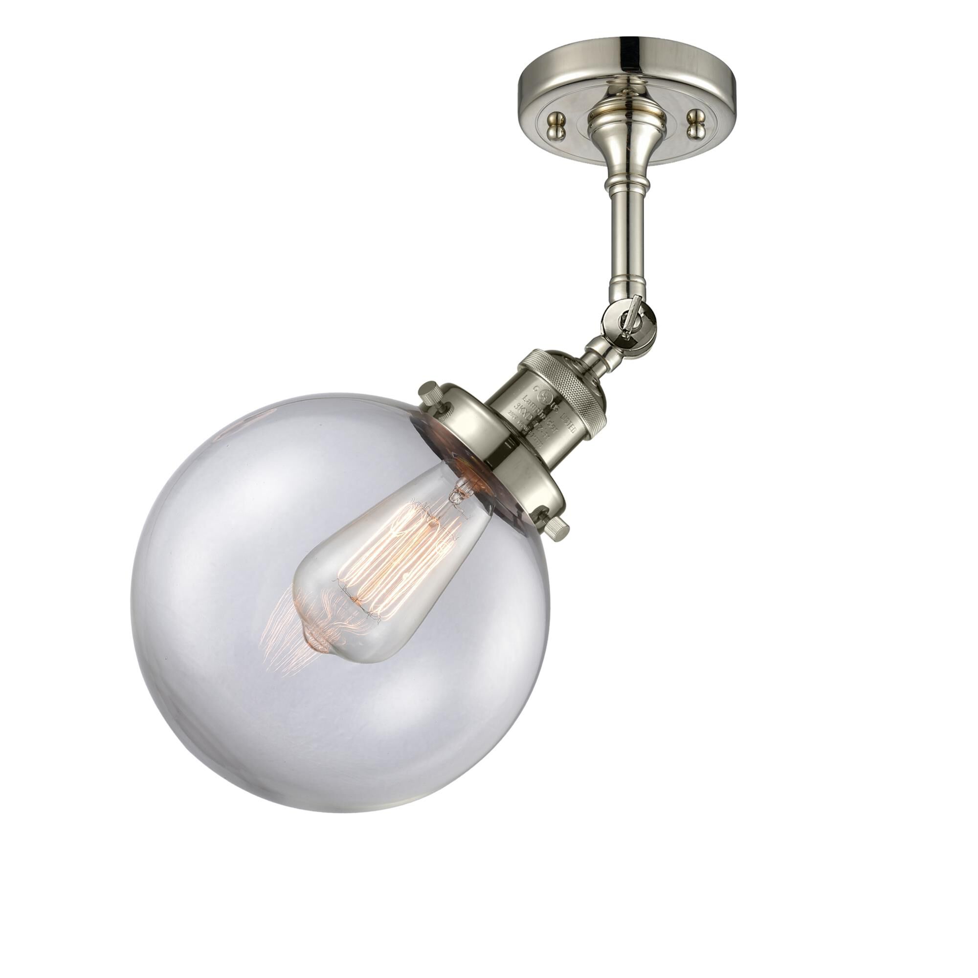 Shown in Polished Nickel finish and Clear glass and No Accent accent