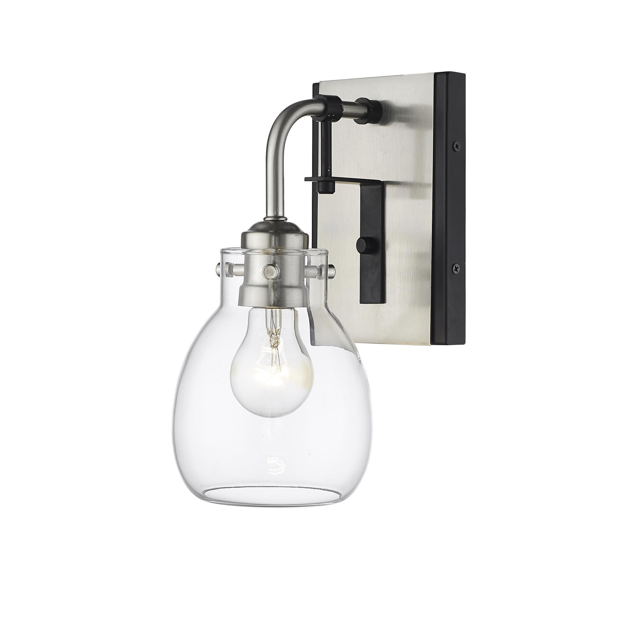 Shown in Matte Black + Brushed Nickel finish and Glass shade