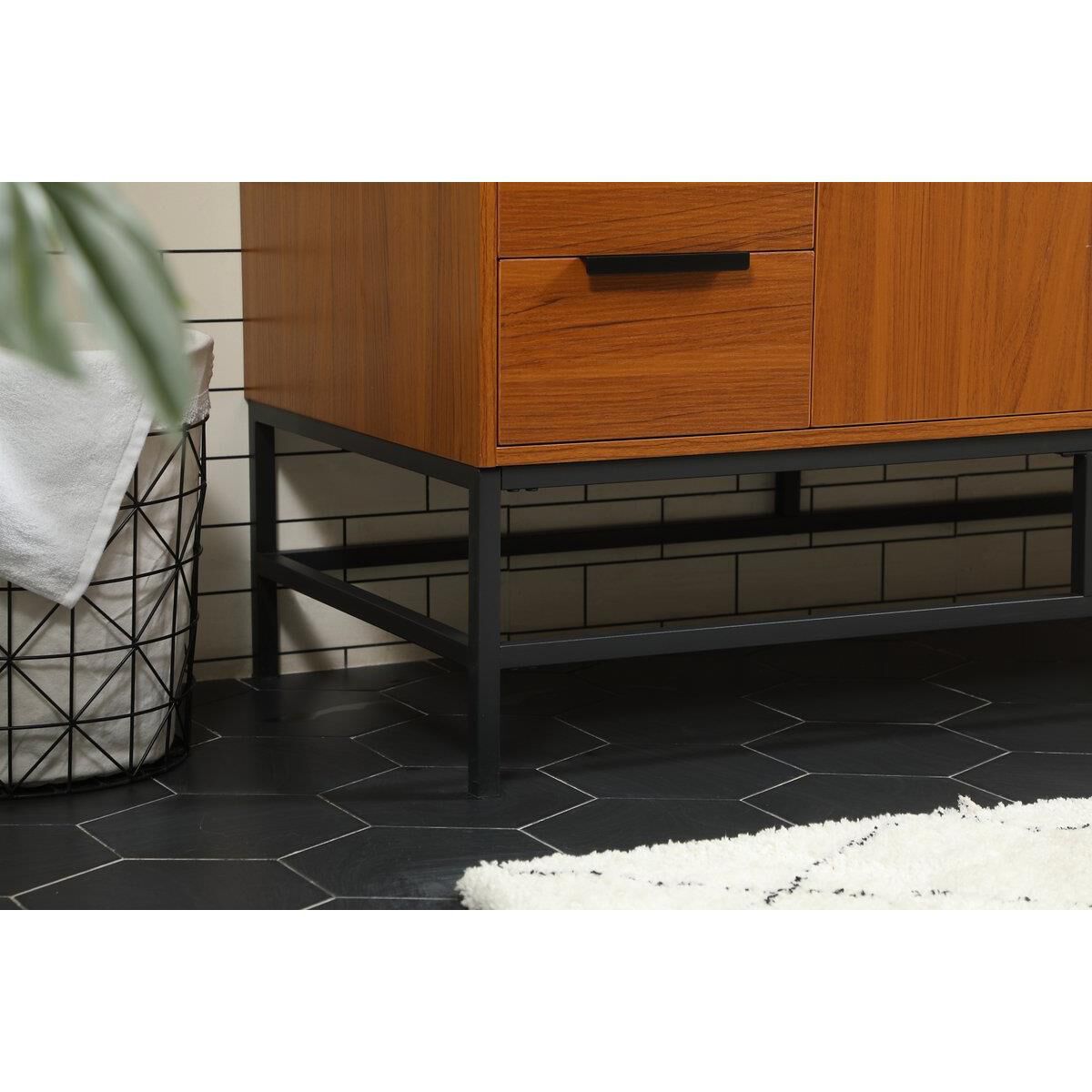 Shown in Teak finish and With Backsplash accent