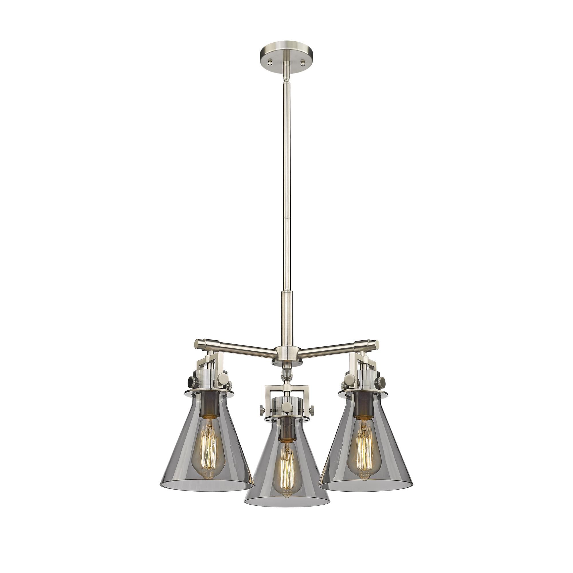 Shown in Satin Nickel finish and Plated Smoke glass