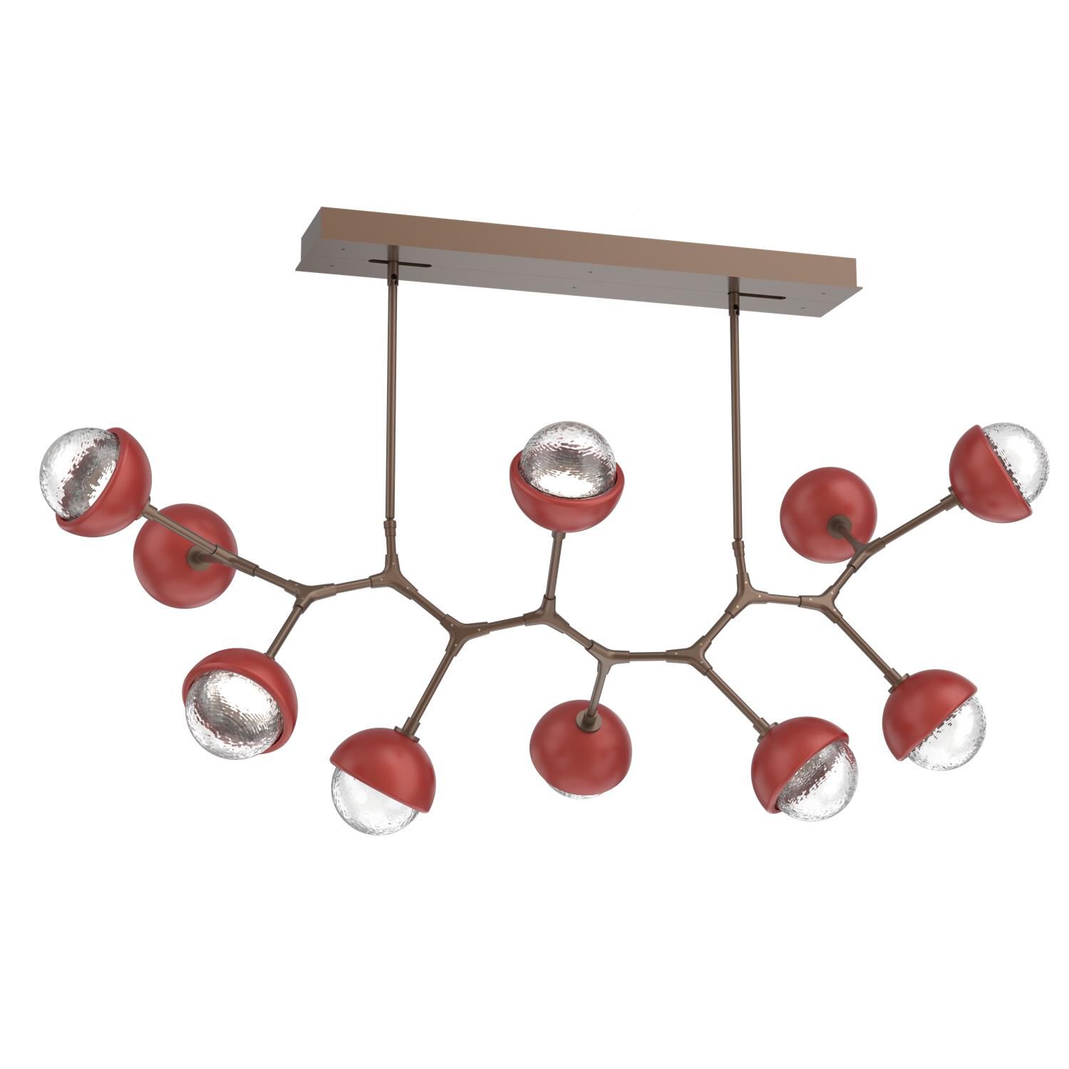 Shown in Burnished Bronze finish and Clear glass and Cinnamon Red accent