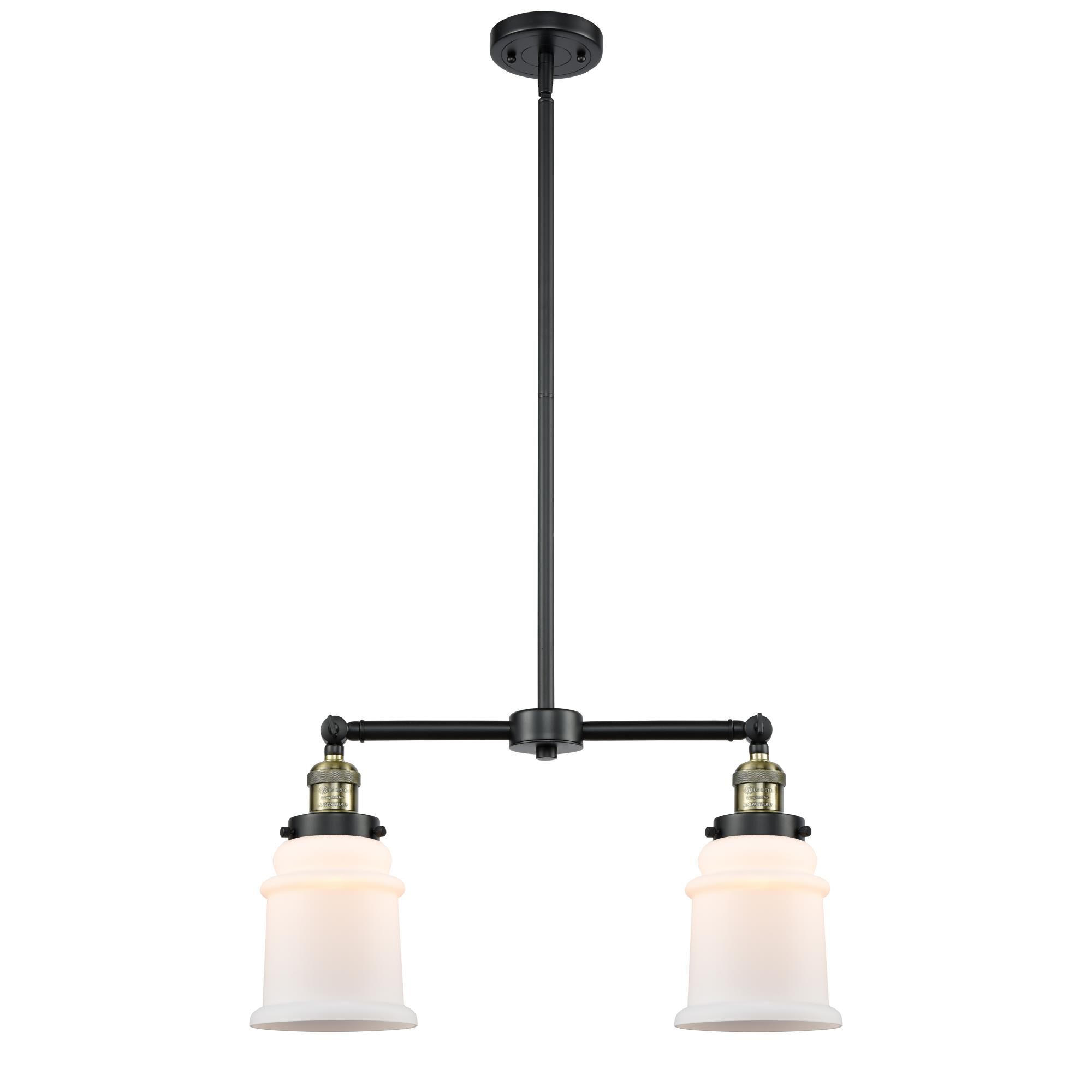 Shown in  Black Antique Brass finish and Matte White - Bell glass