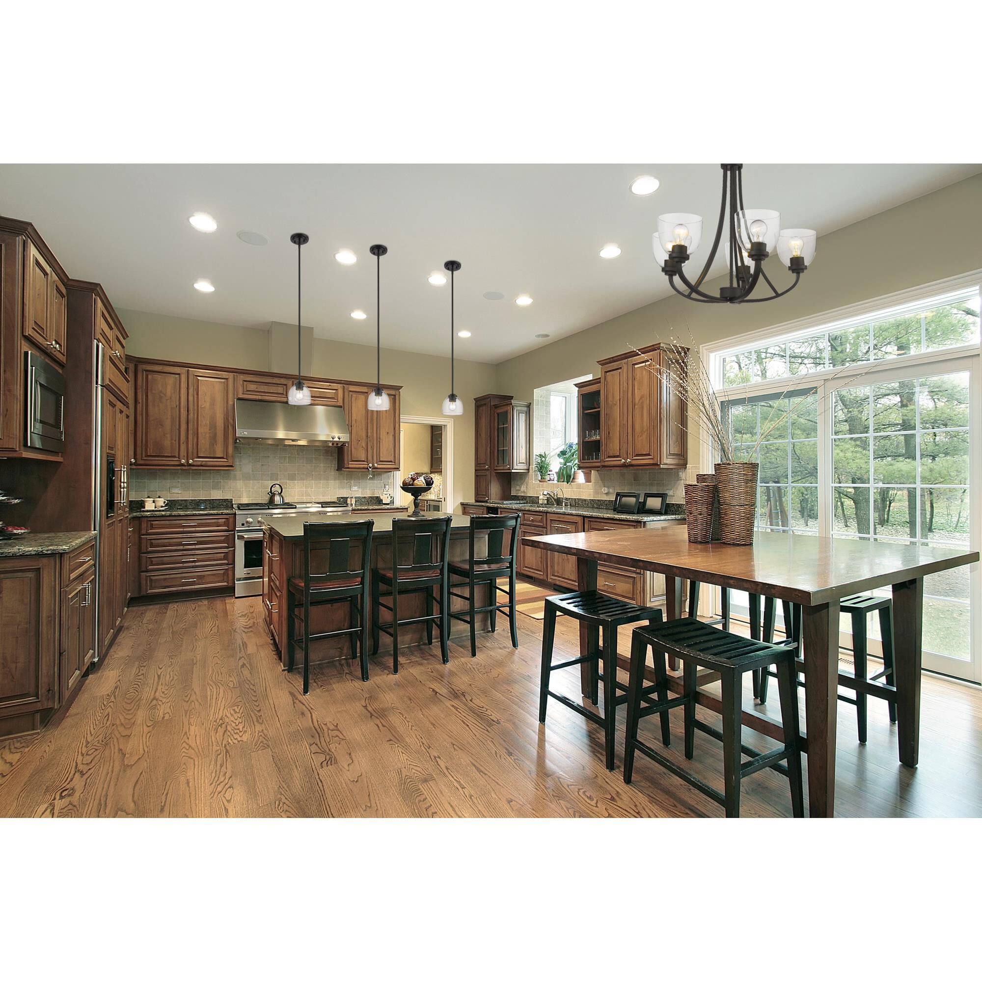 Shown in Bronze finish and Glass shade