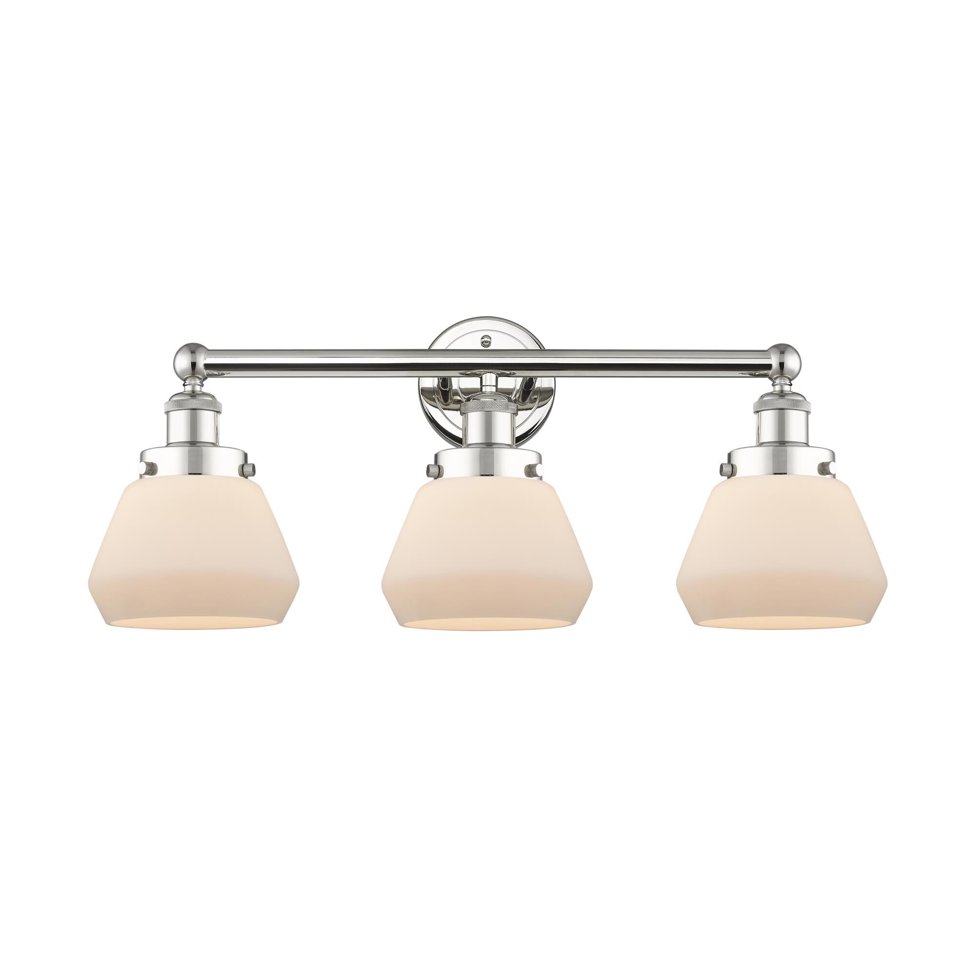 Shown in Polished Nickel finish and Matte White glass