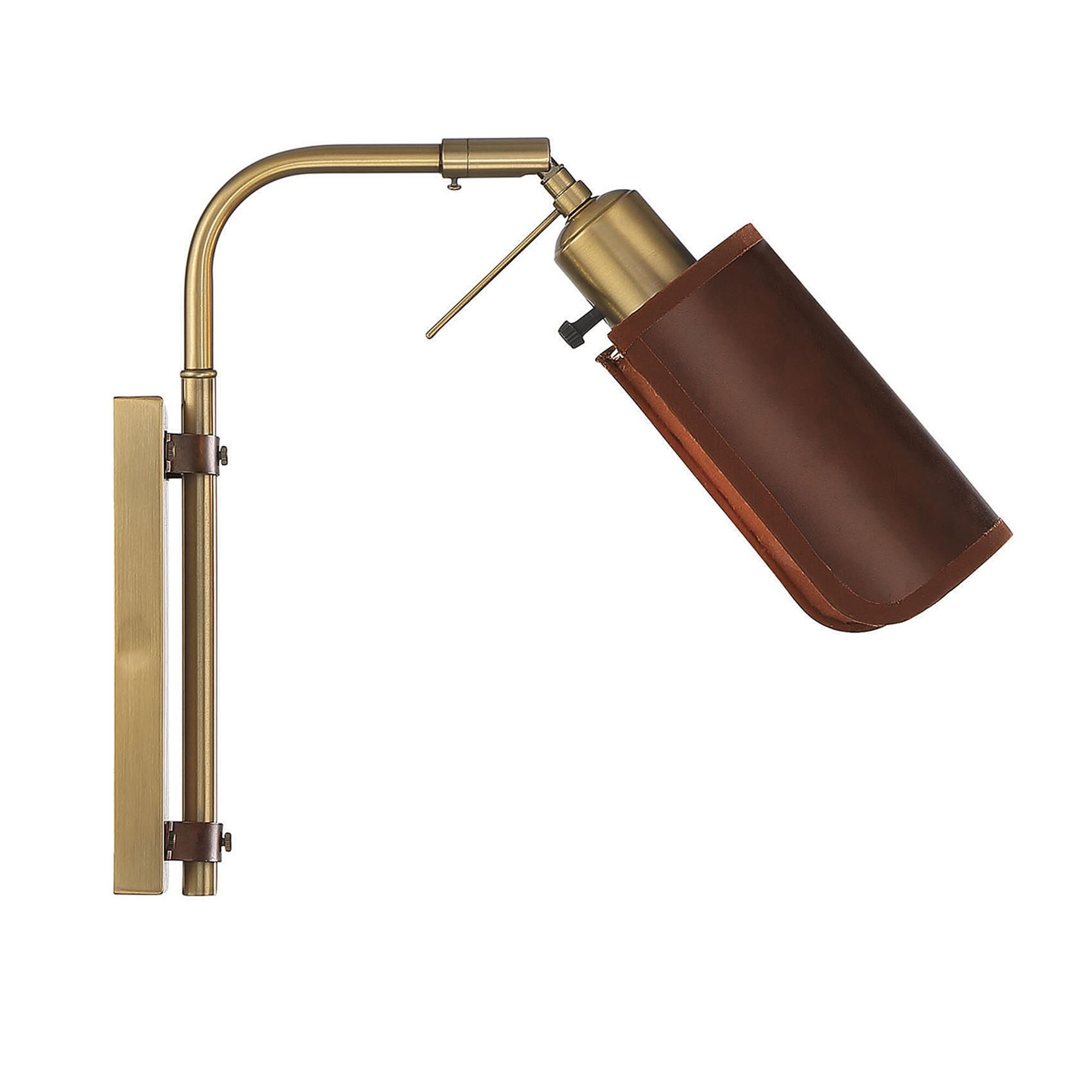 Shown in Natural Brass finish and Leather shade