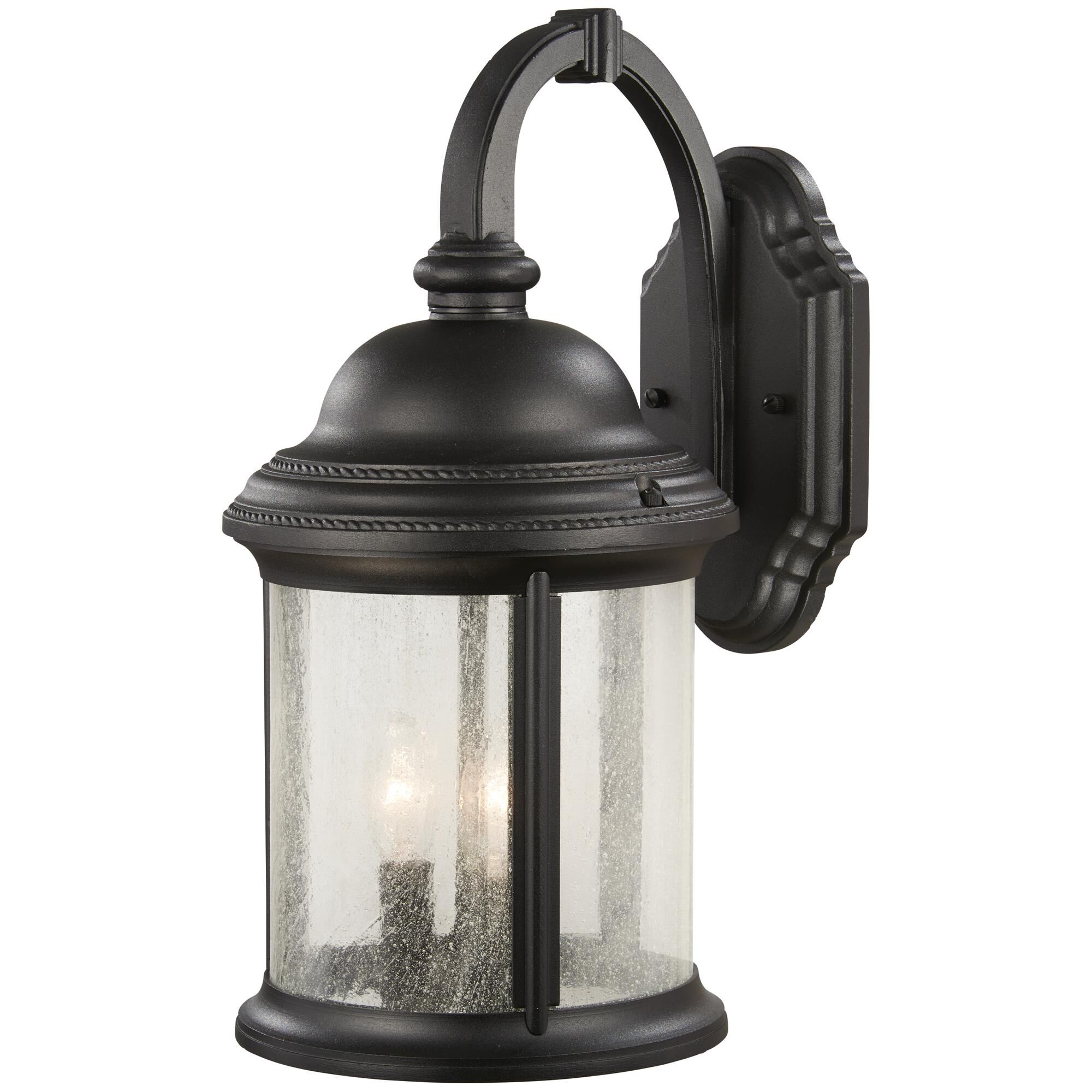 Shown in Black finish and Clear Seedy glass and Seeded Glass shade