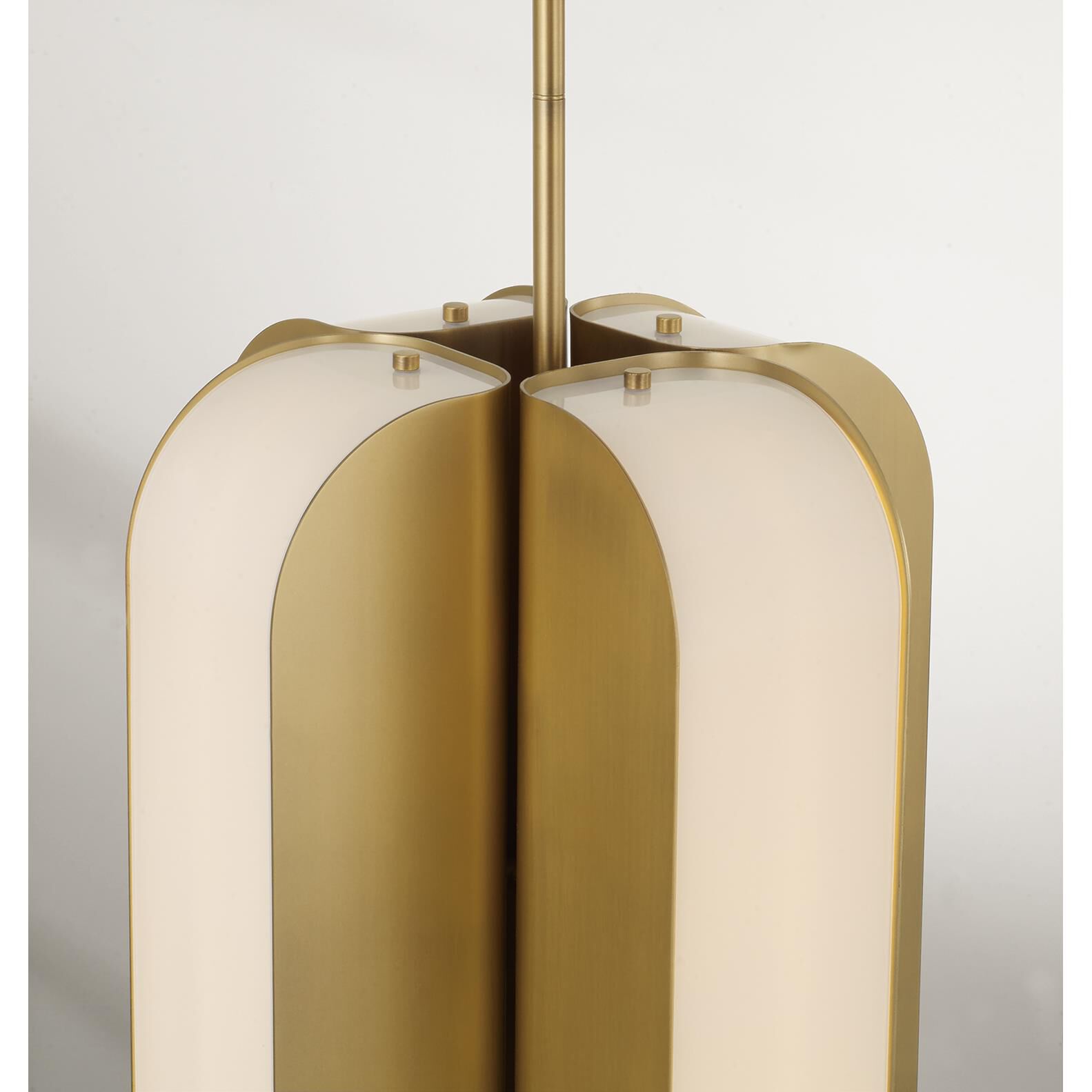 Shown in Aged Brass finish and White Milk glass