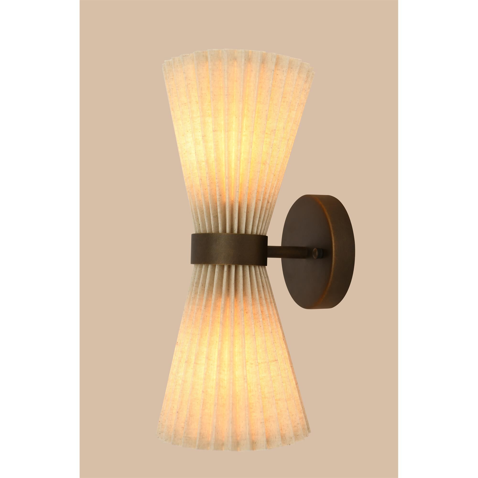 Shown in Bronze and Natural finish and Natural Linen shade
