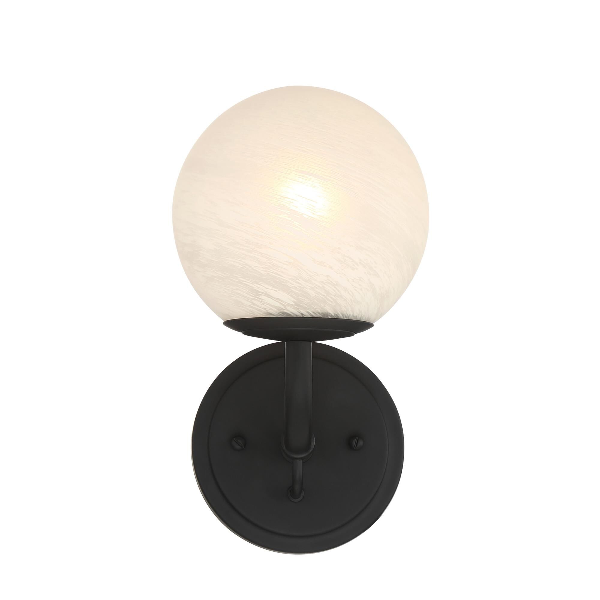 Shown in Dark Matte Black finish and White glass and Etched Alabaster Glass shade