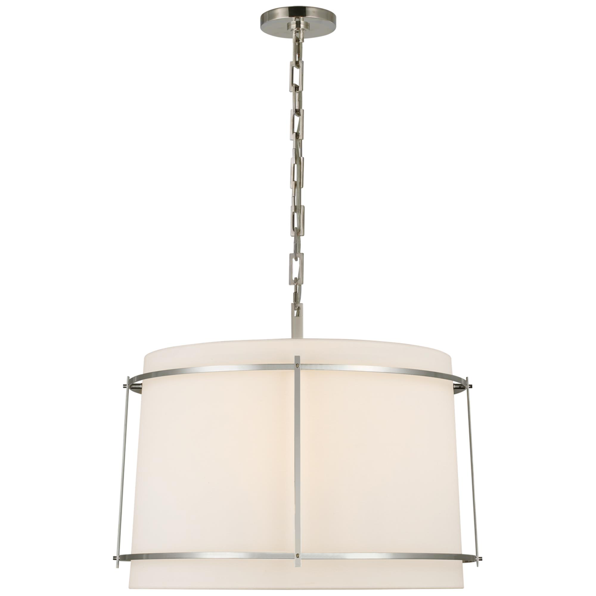 Shown in Polished Nickel finish and Linen shade