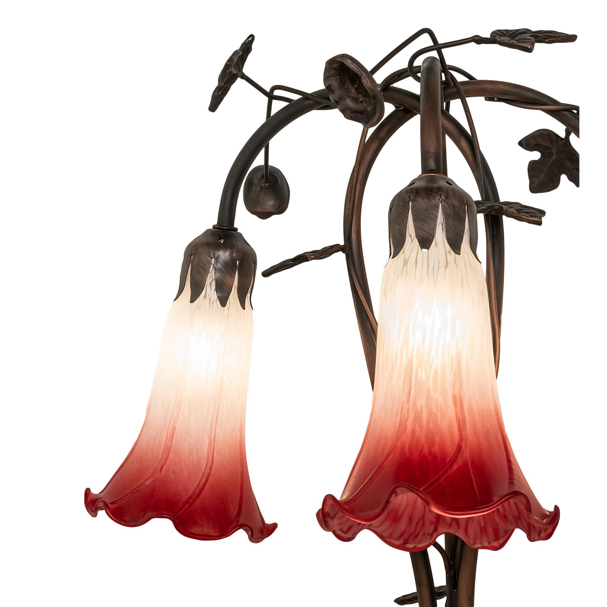 Shown in Mahogany Bronze finish and Ruby;White glass