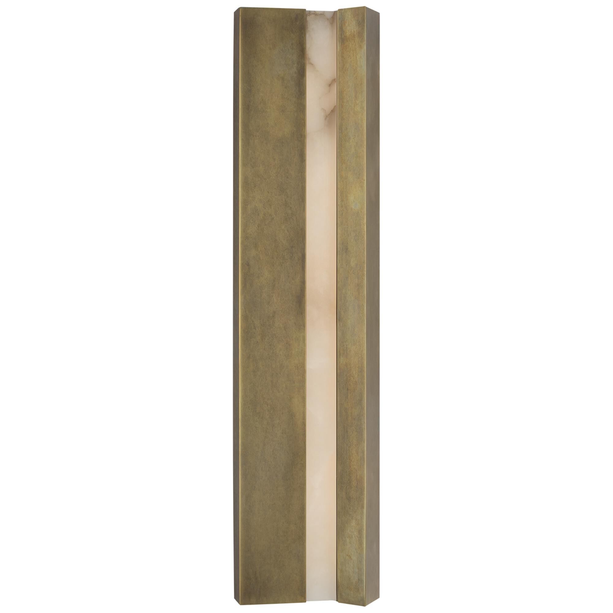 Shown in Mottled Brass finish and Alabaster shade