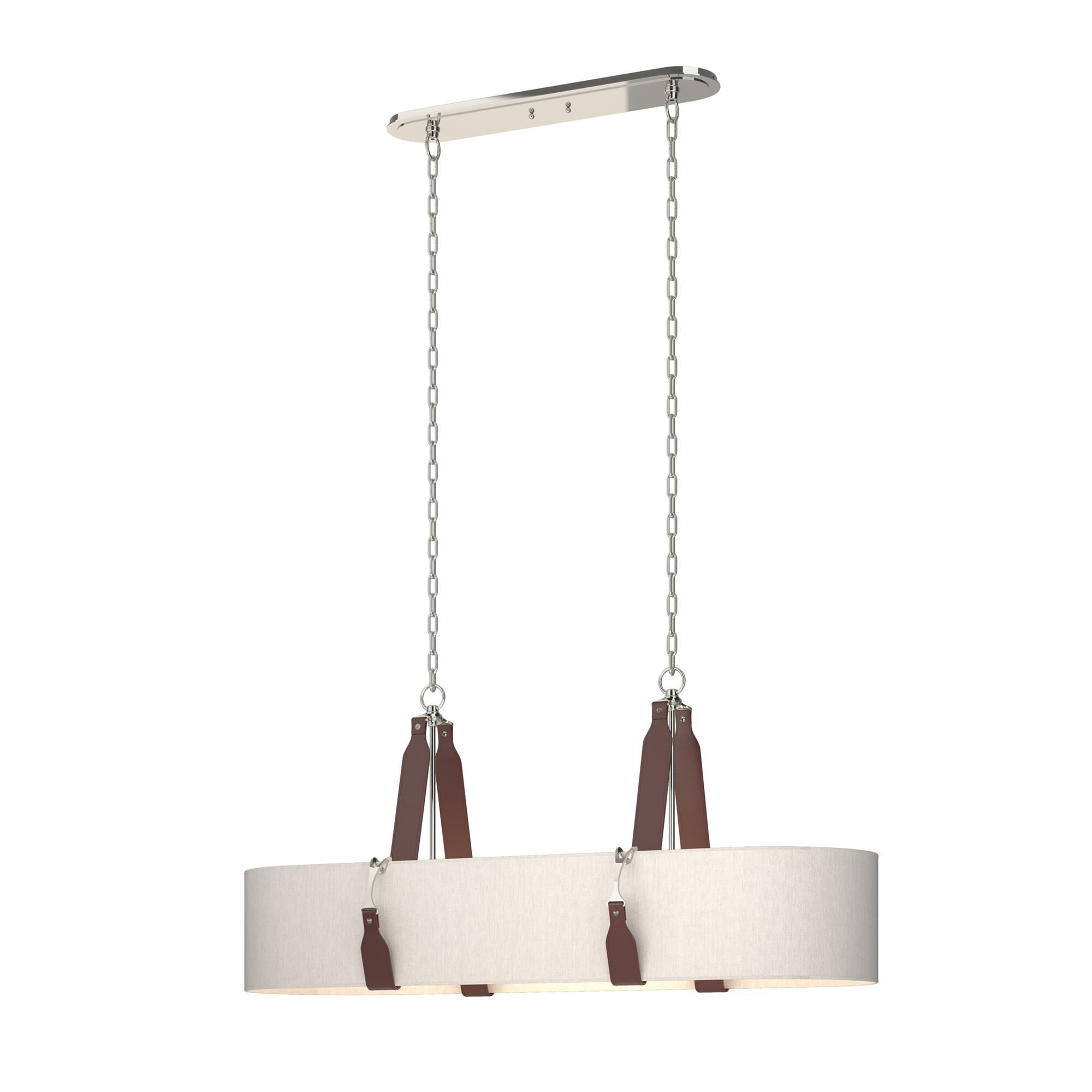Shown in Polished Nickel finish and Flax shade and Leather British Brown accent